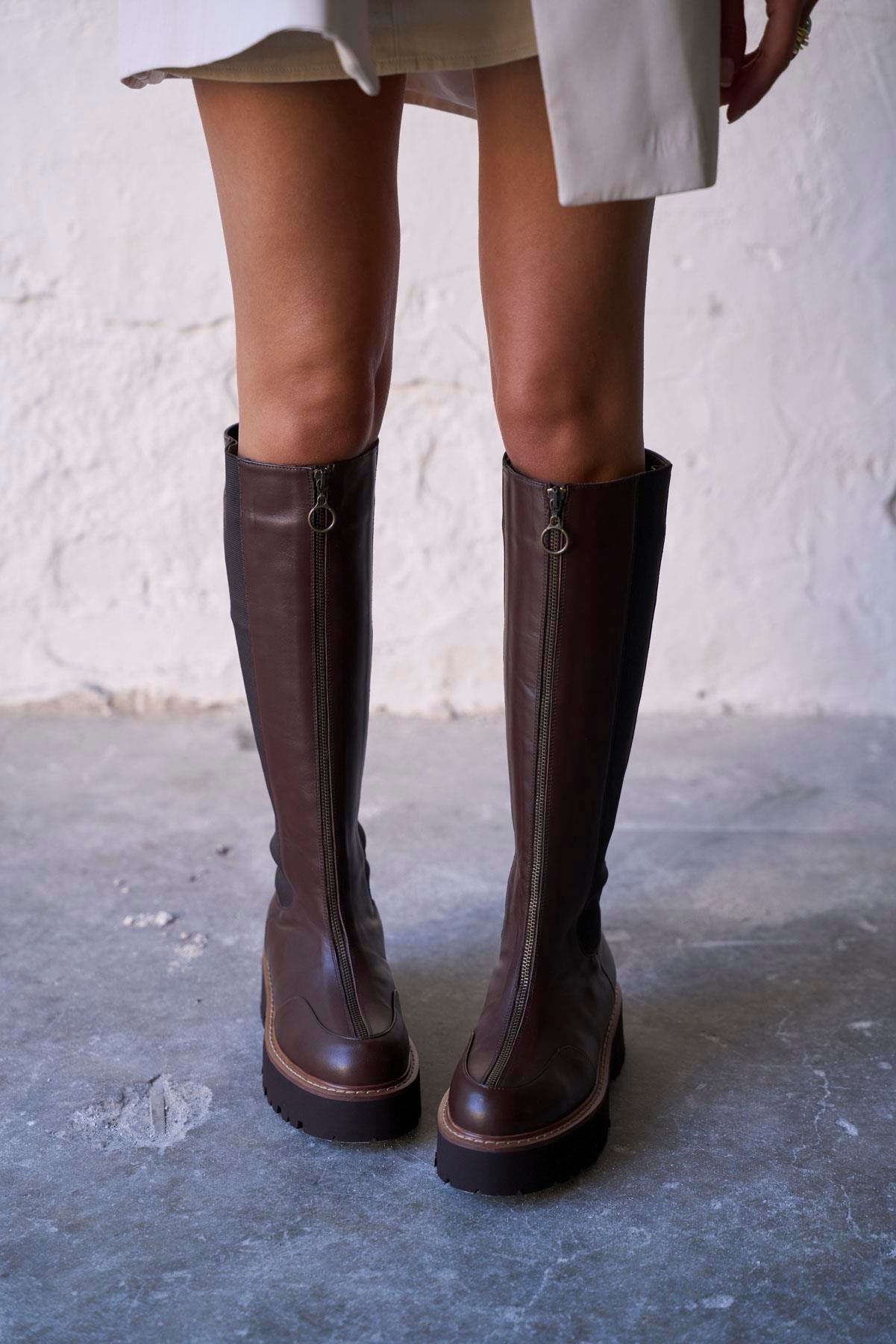 VAYNO KAHVE DERİ ÇİZME