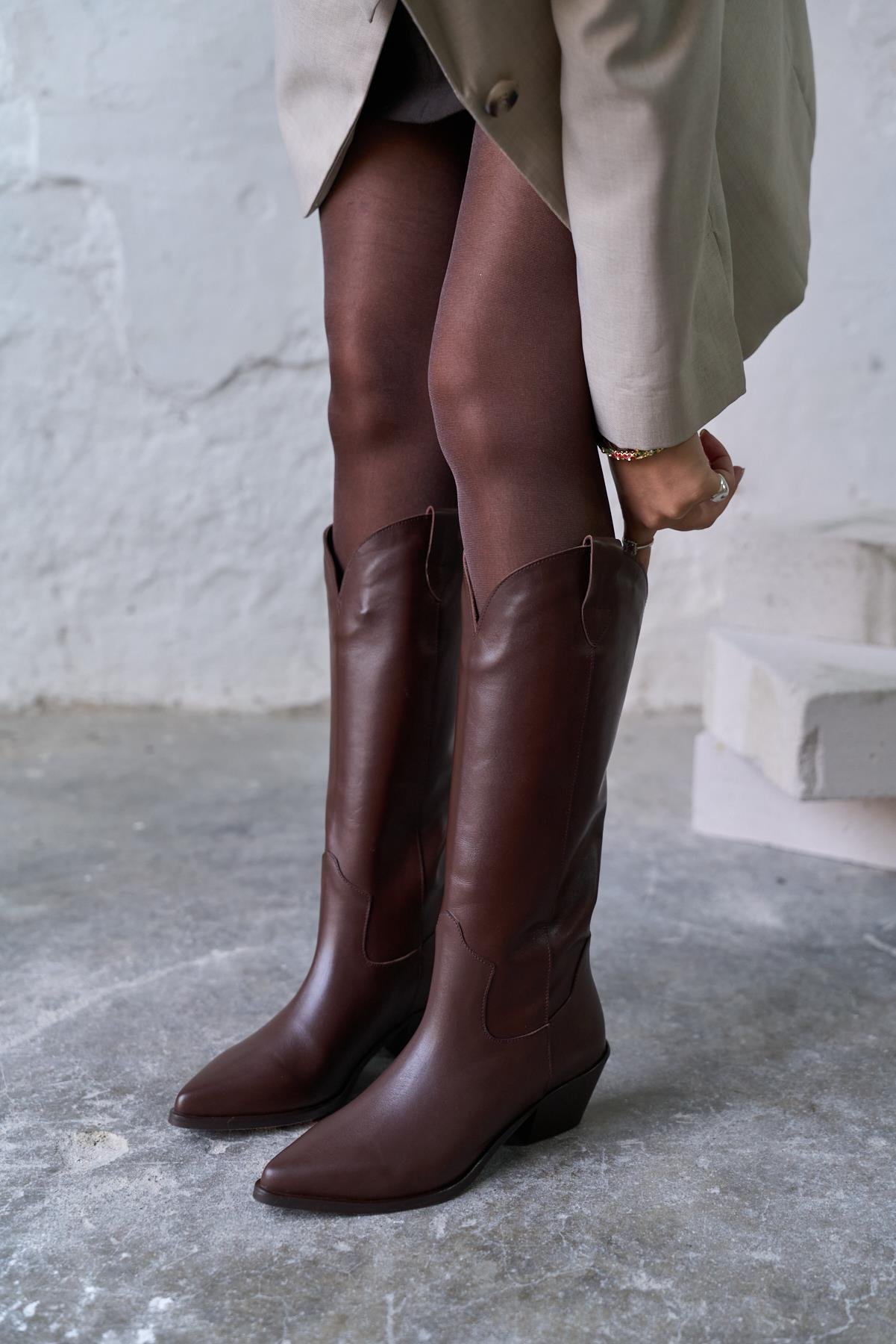 WEEKEND KAHVE DERİ KOVBOY ÇİZME