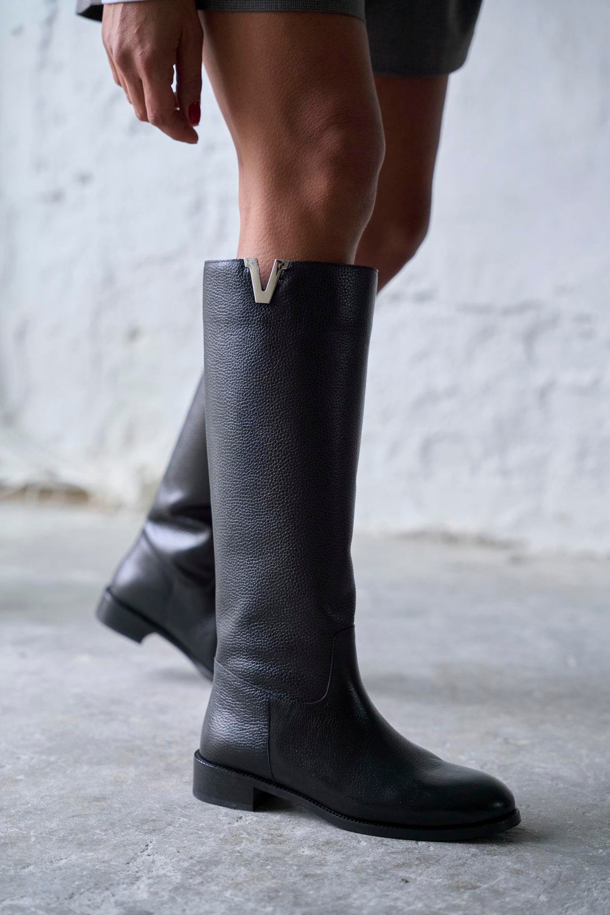 WOLKS SİYAH DERİ ÇİZME