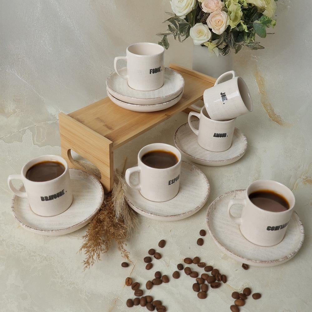 Deep Collection Mottolu Nordic Kahve Takımı 12 Parça 6 Kişilik 22650-55