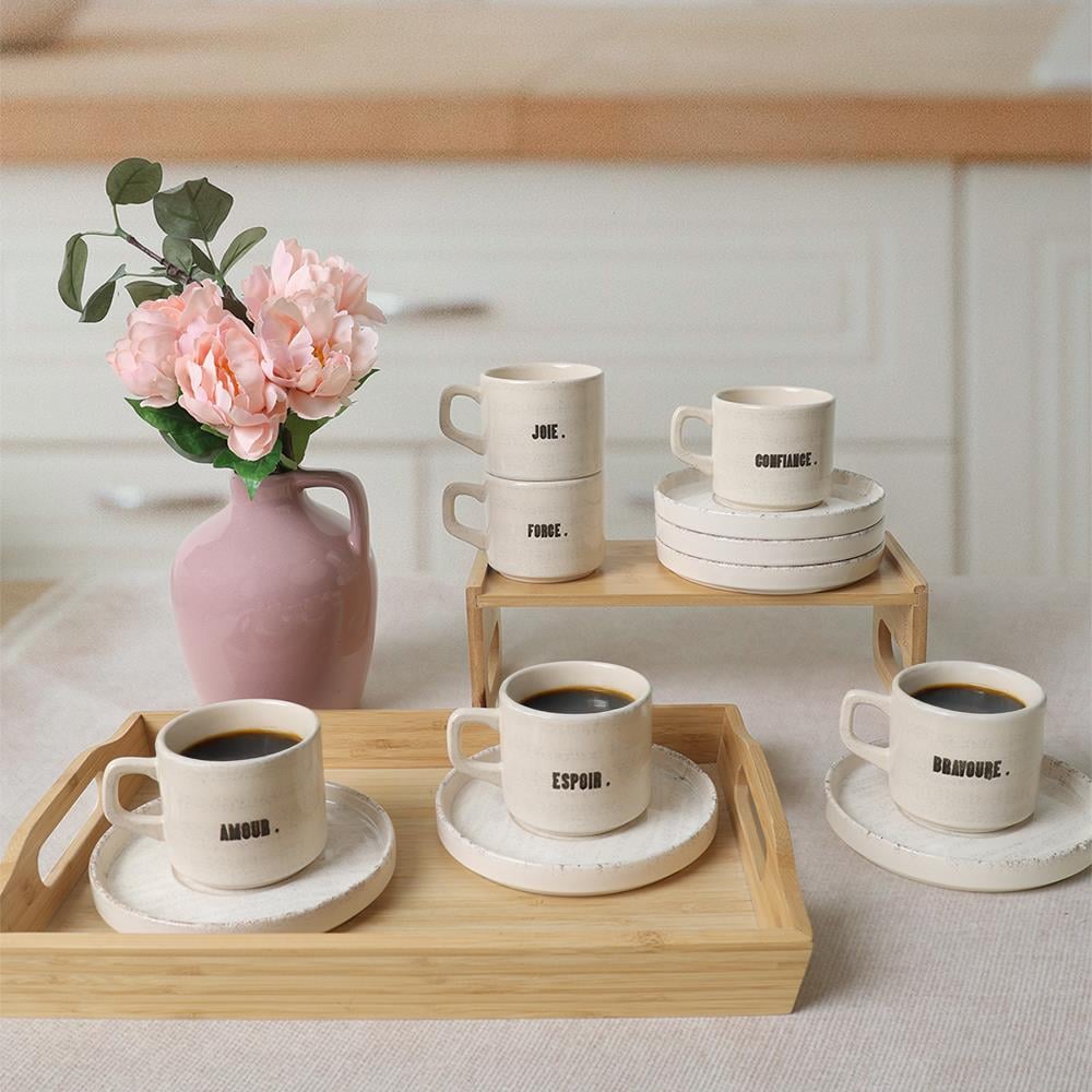 Deep Collection Mottolu Stackable Çay Takımı 12 Parça 6 Kişilik 22650-55