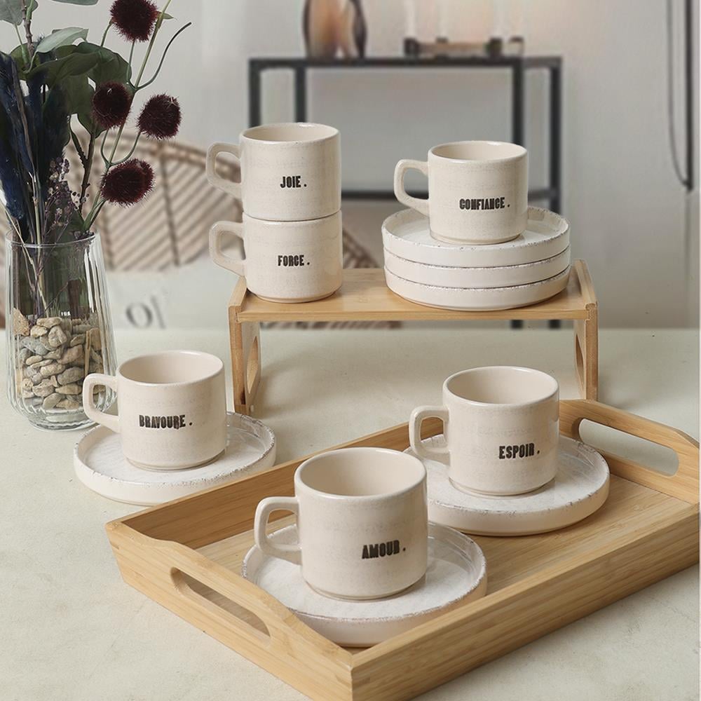 Deep Collection Mottolu Stackable Çay Takımı 12 Parça 6 Kişilik 22650-55