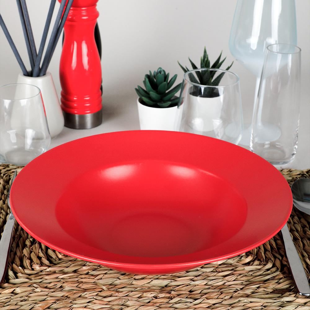 Delta Mat Kırmızı Bayrak Makarna Tabağı 26 Cm