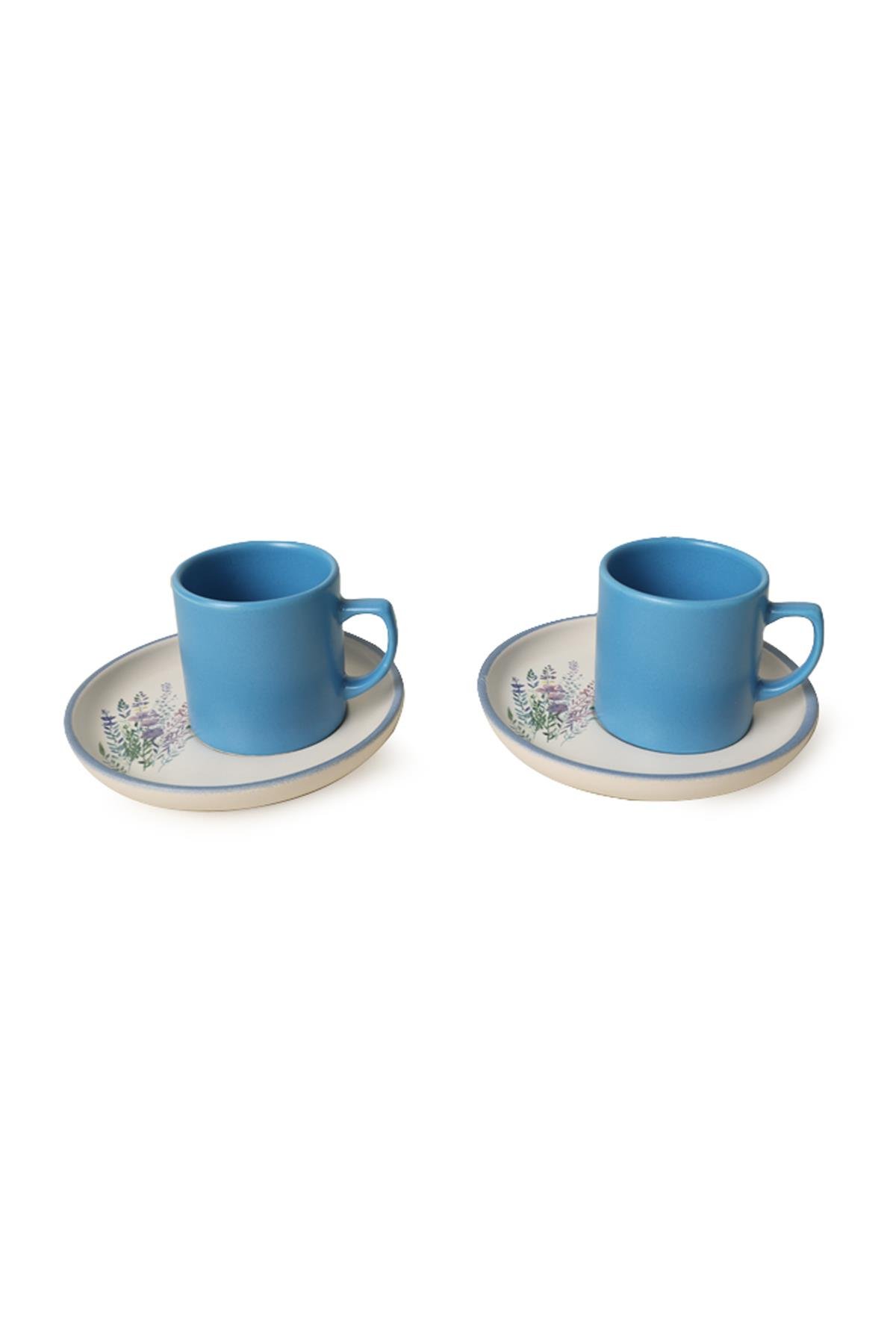 Elegant Blossoms Mavi Kahve Takımı 4 Parça 2 Kişilik 21789