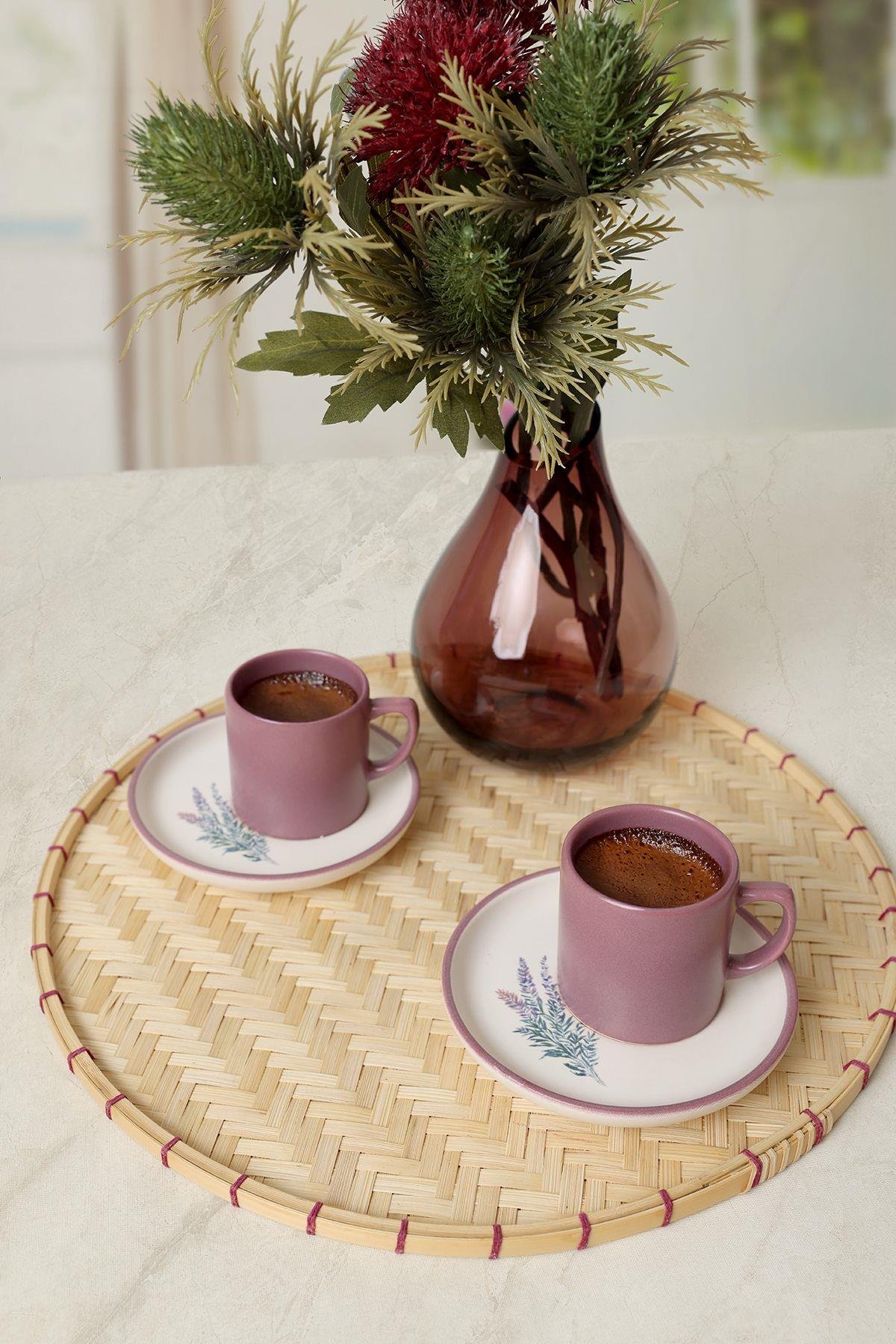 Elegant Blossoms Violet Kahve Takımı 4 Parça 2 Kişilik 21791