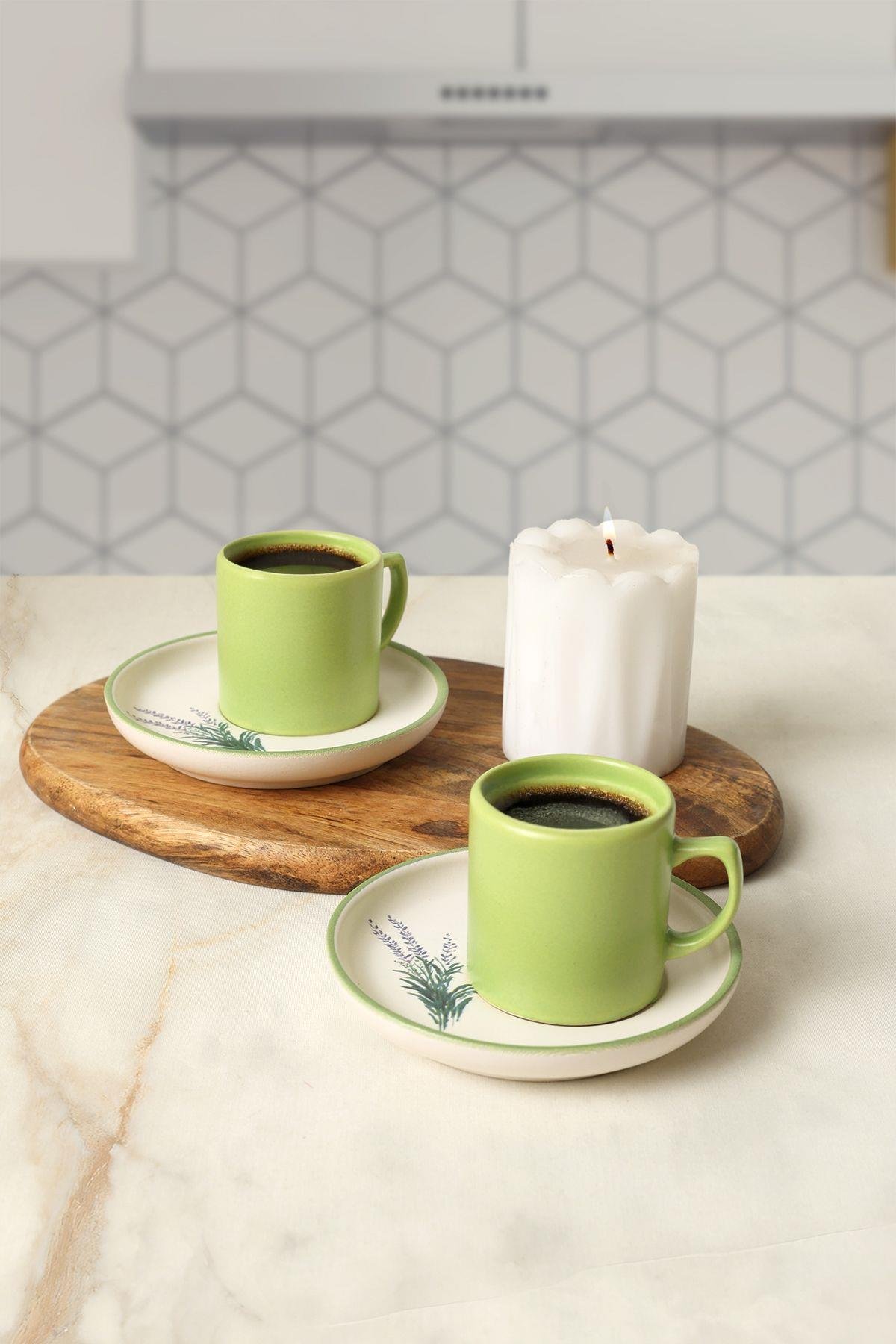 Elegant Blossoms Yeşil Kahve Takımı 4 Parça 2 Kişilik 21788