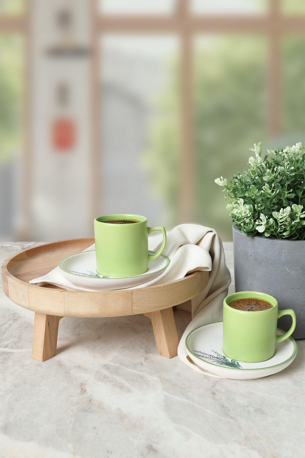 Elegant Blossoms Yeşil Kahve Takımı 4 Parça 2 Kişilik 21788