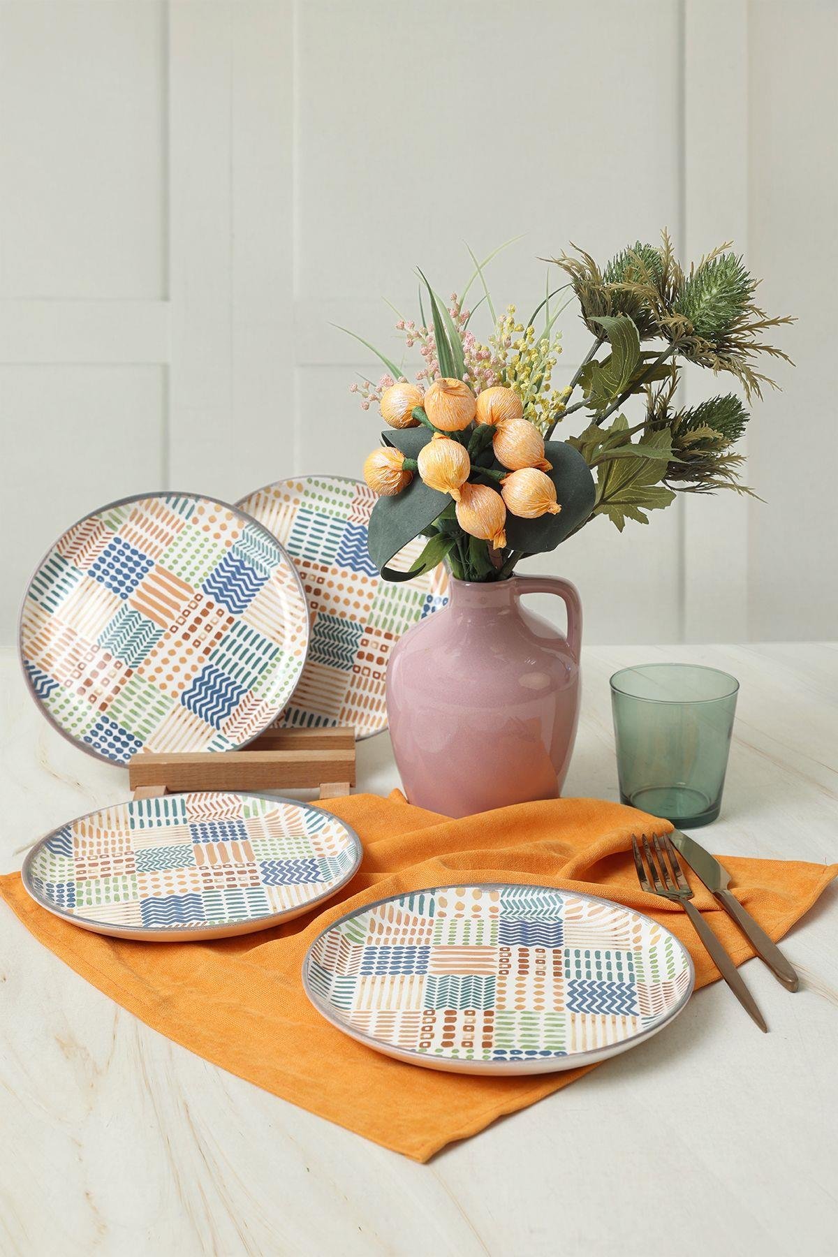 Etnik Hitit Pasta Tabağı 20 Cm 4 Adet 22552