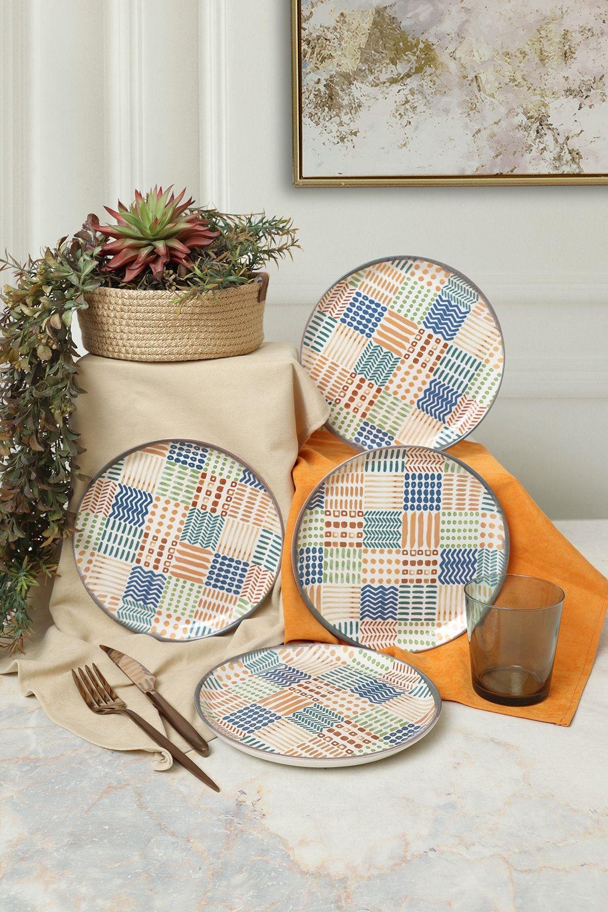 Etnik Hitit Pasta Tabağı 20 Cm 4 Adet 22552