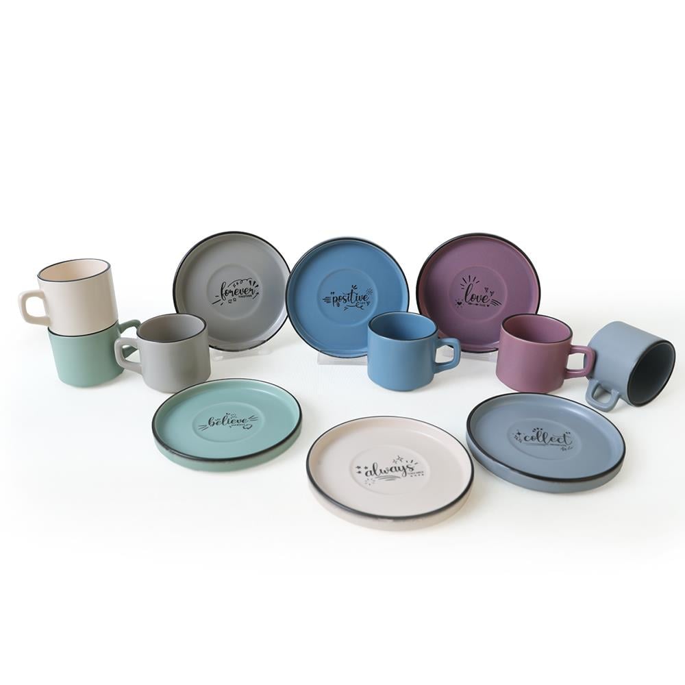 Keraart Rainbow Motto Stackable Çay Takımı 12 Parça 6 Kişilik