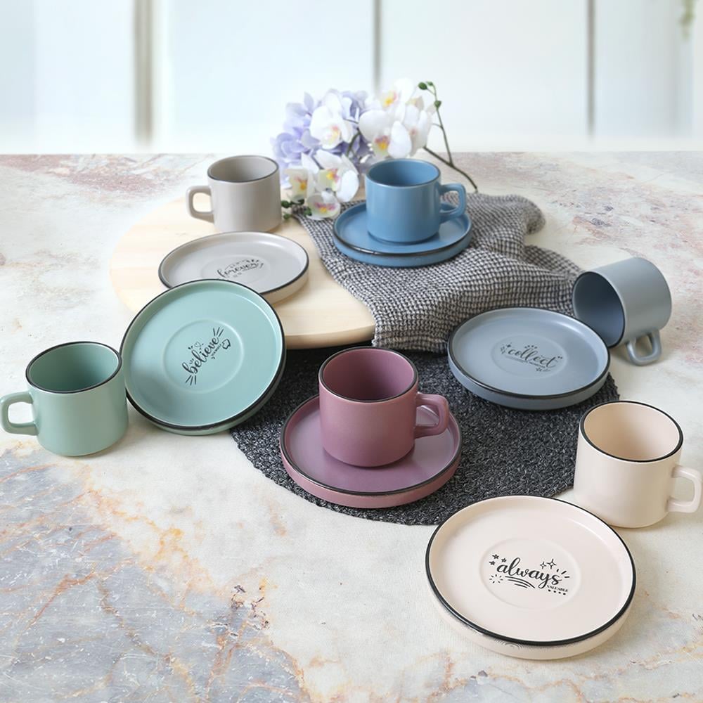 Keraart Rainbow Motto Stackable Çay Takımı 12 Parça 6 Kişilik