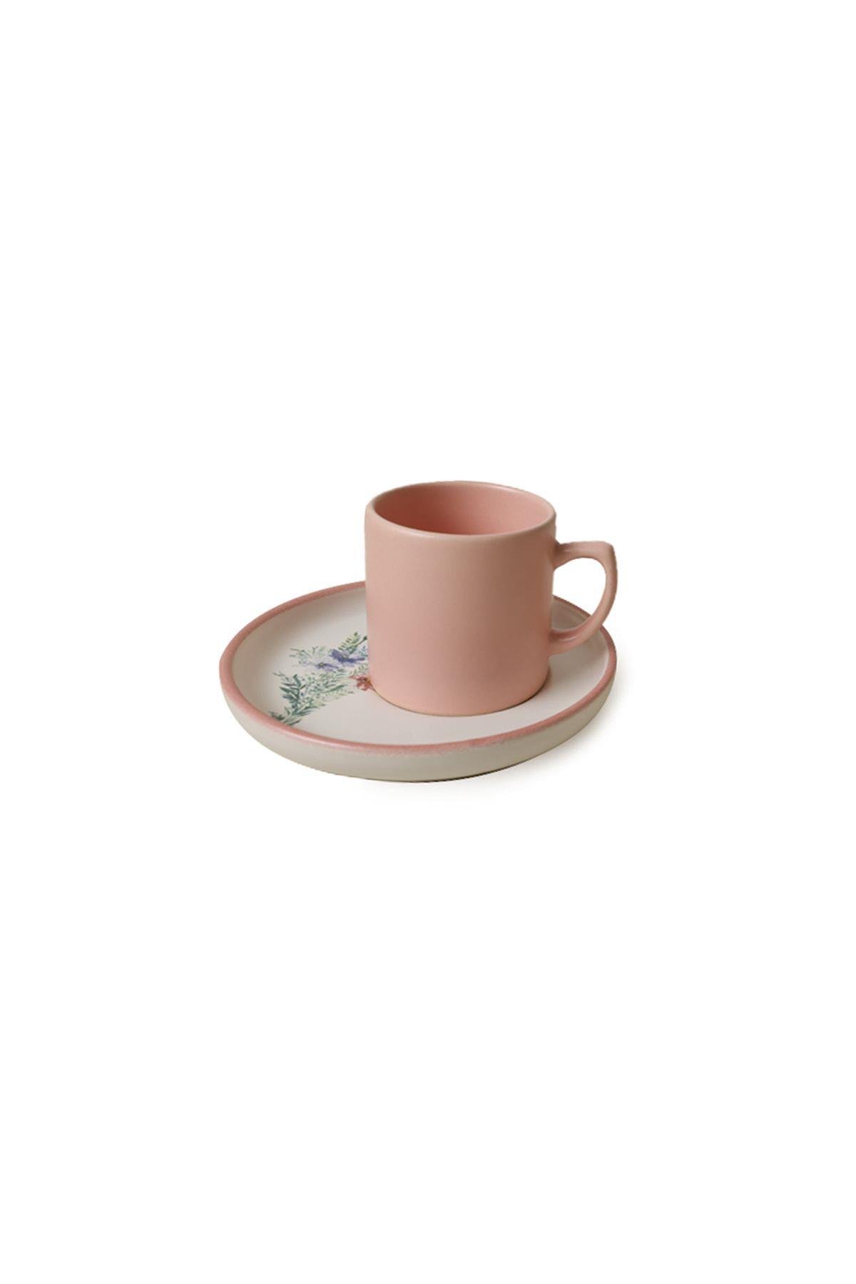 Keramika Elegant Blossoms Pembe Kahve Takımı 4 Parça 2 Kişilik 21793