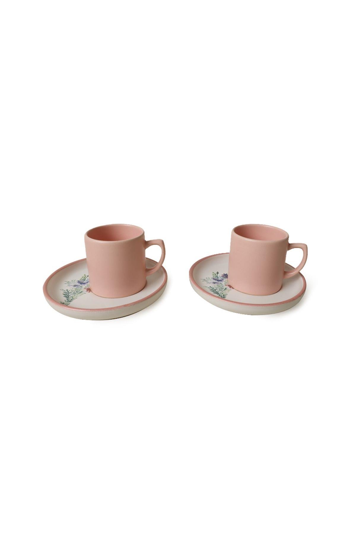 Keramika Elegant Blossoms Pembe Kahve Takımı 4 Parça 2 Kişilik 21793