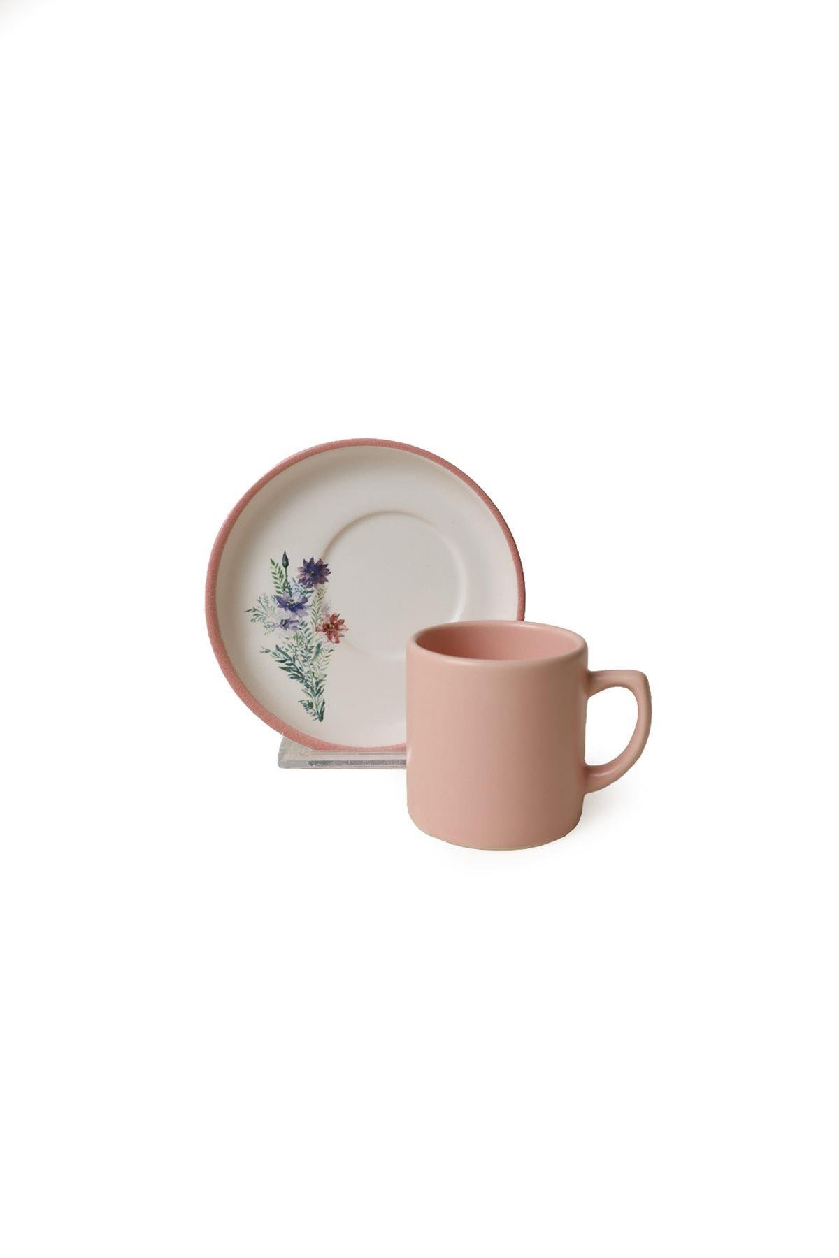 Keramika Elegant Blossoms Pembe Kahve Takımı 4 Parça 2 Kişilik 21793