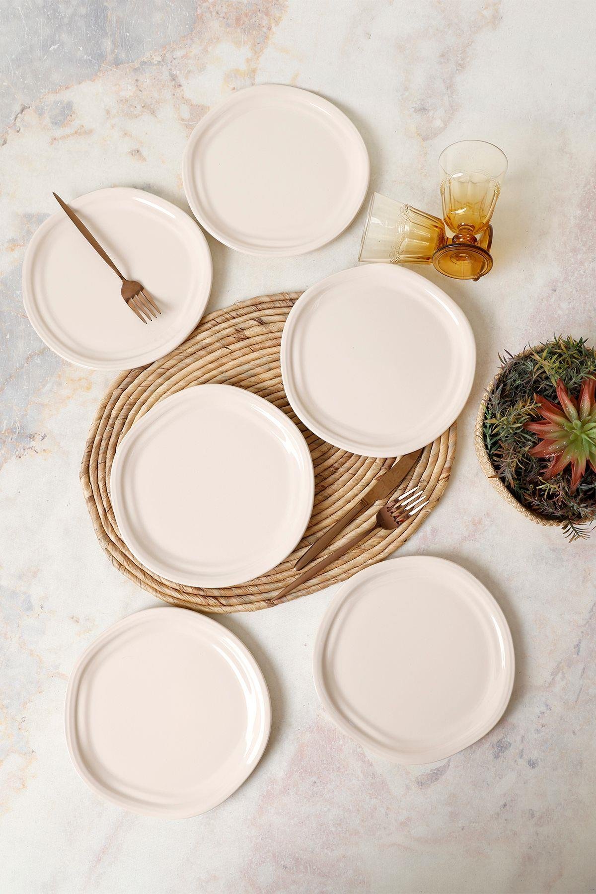 Krem Bloom Pasta Tabağı 24 Cm 6 Adet 030