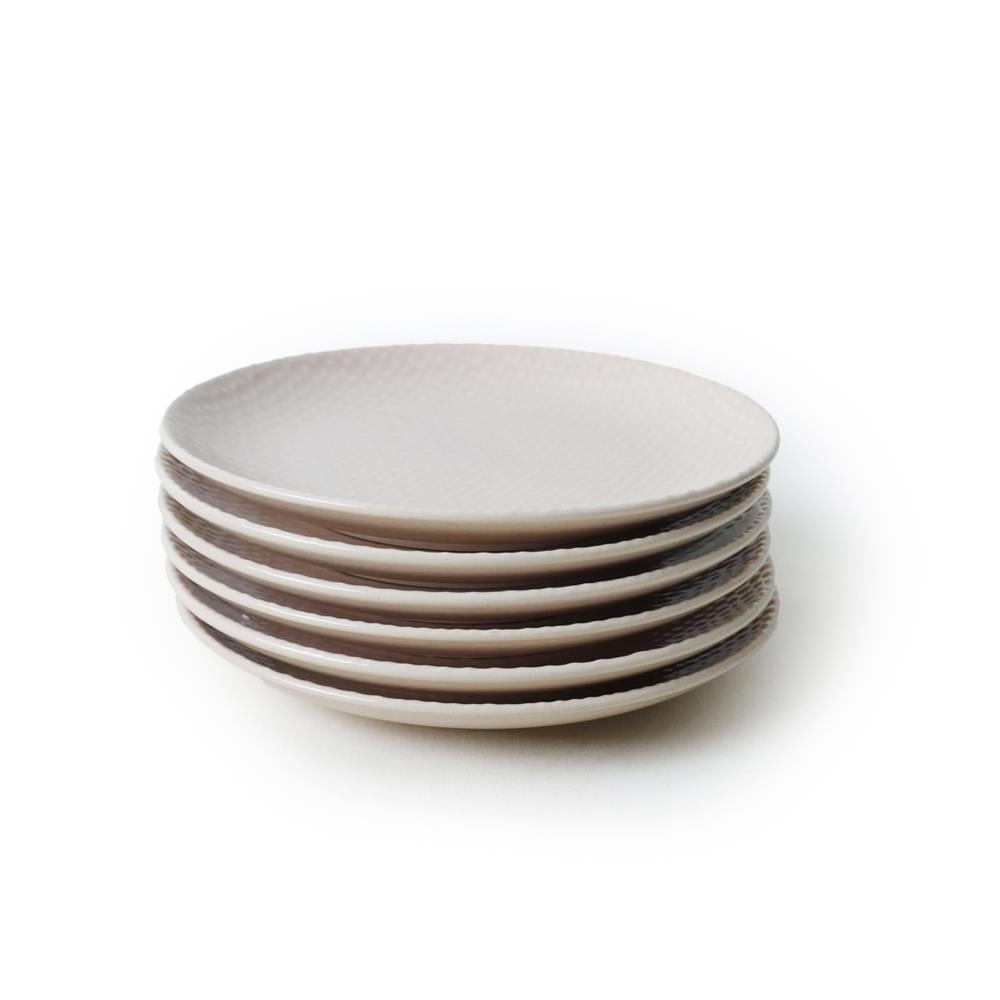 Kumlu Krem Rölyefli Pasta Tabağı 21 Cm 6 Adet Q32