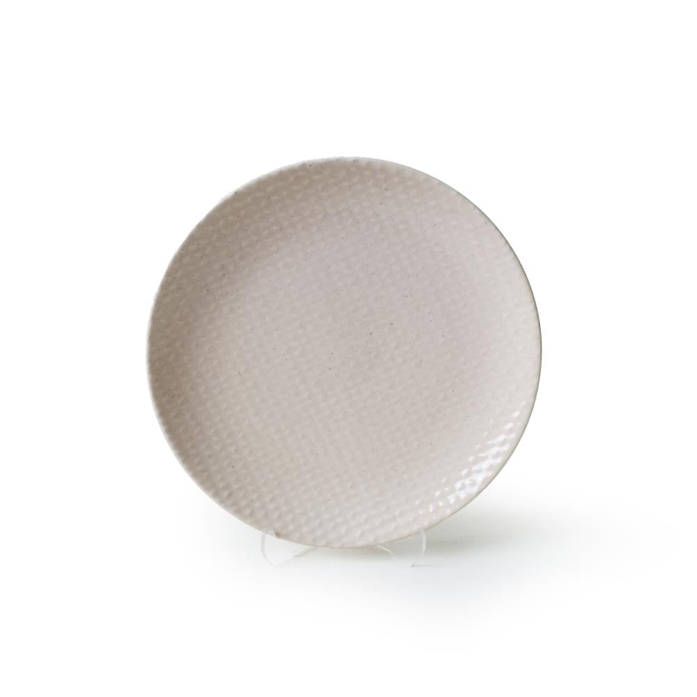 Kumlu Krem Rölyefli Pasta Tabağı 21 Cm 6 Adet Q32