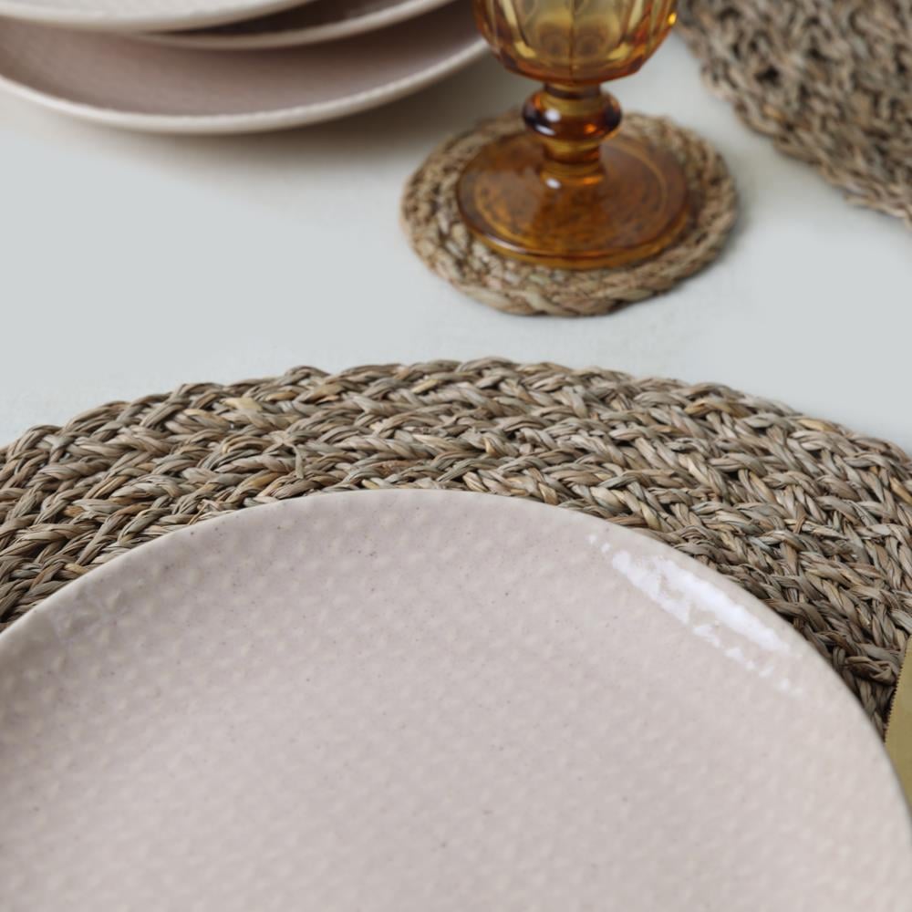 Kumlu Krem Rölyefli Pasta Tabağı 21 Cm 6 Adet Q32