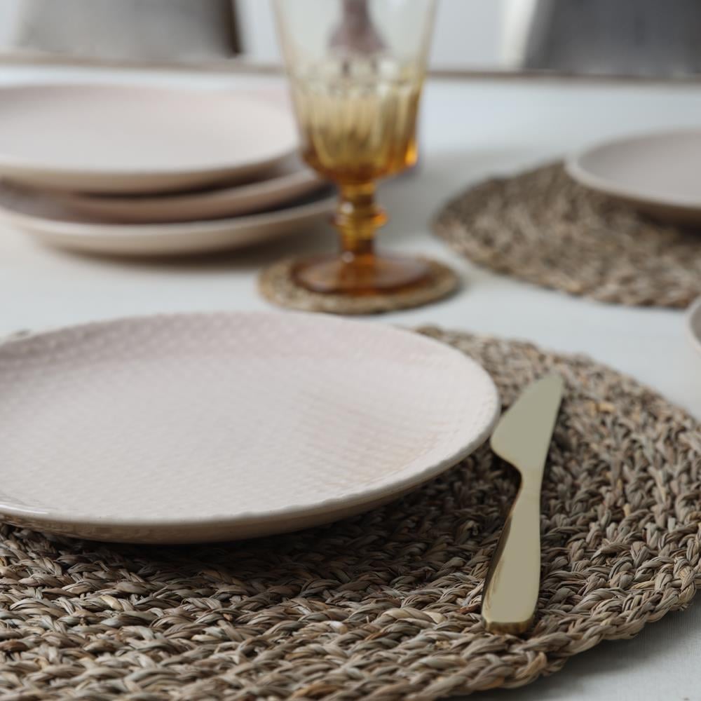 Kumlu Krem Rölyefli Pasta Tabağı 21 Cm 6 Adet Q32