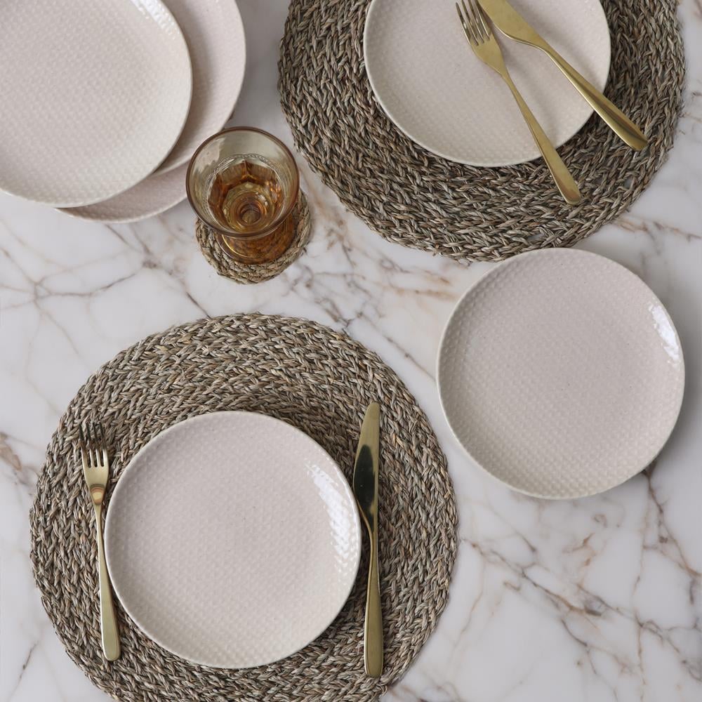 Kumlu Krem Rölyefli Pasta Tabağı 21 Cm 6 Adet Q32