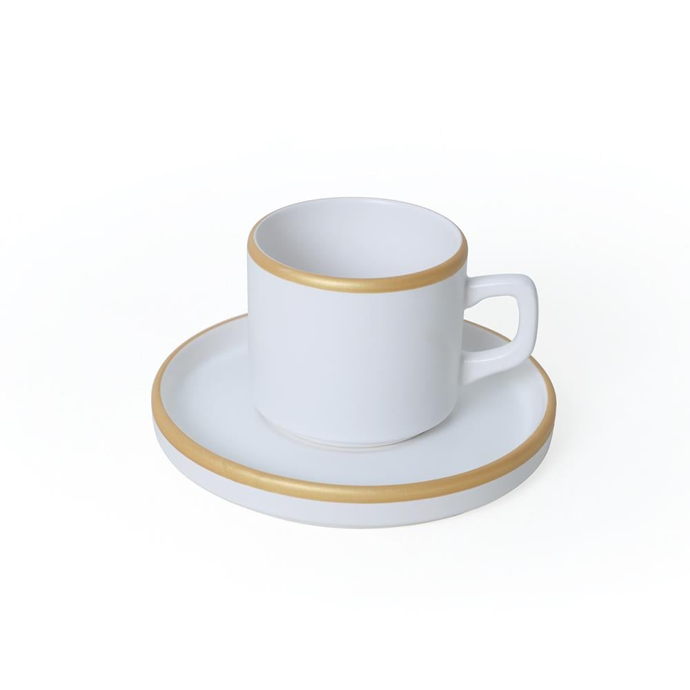 Mat Beyaz Gold Fileli Stackable Yemek / Kahvaltı Takımı 20 Parça 4 Kişilik