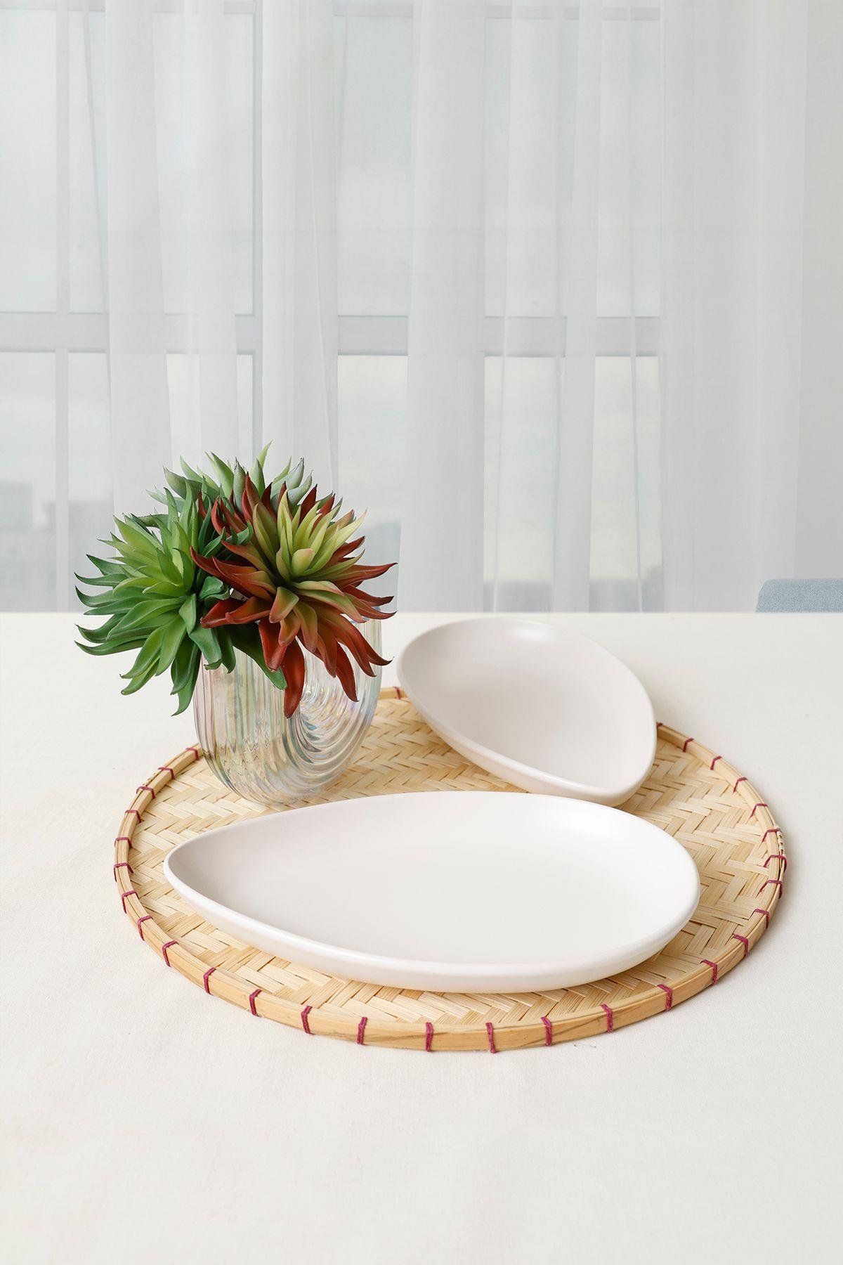 Mat Beyaz Serenity Kayık Tabak 24 Cm 2 Adet 022