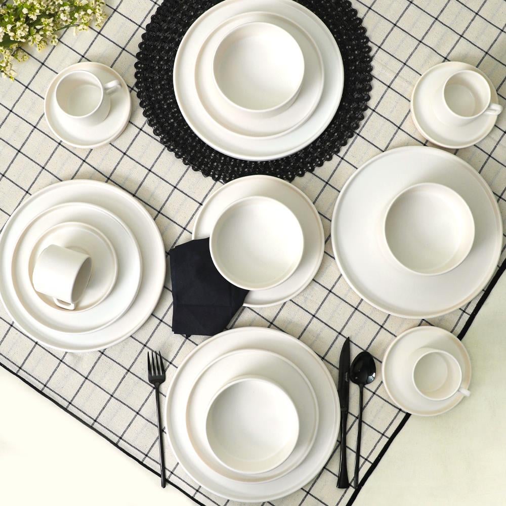 Mat Beyaz Stackable Yemek/Kahvaltı Takımı 20 Parça 4 Kişilik