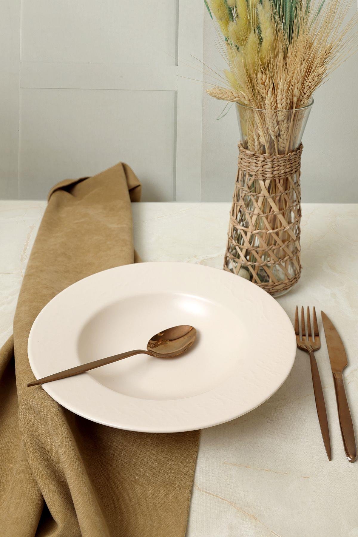 Mat Krem İyonya Makarna Tabağı 28 Cm 950
