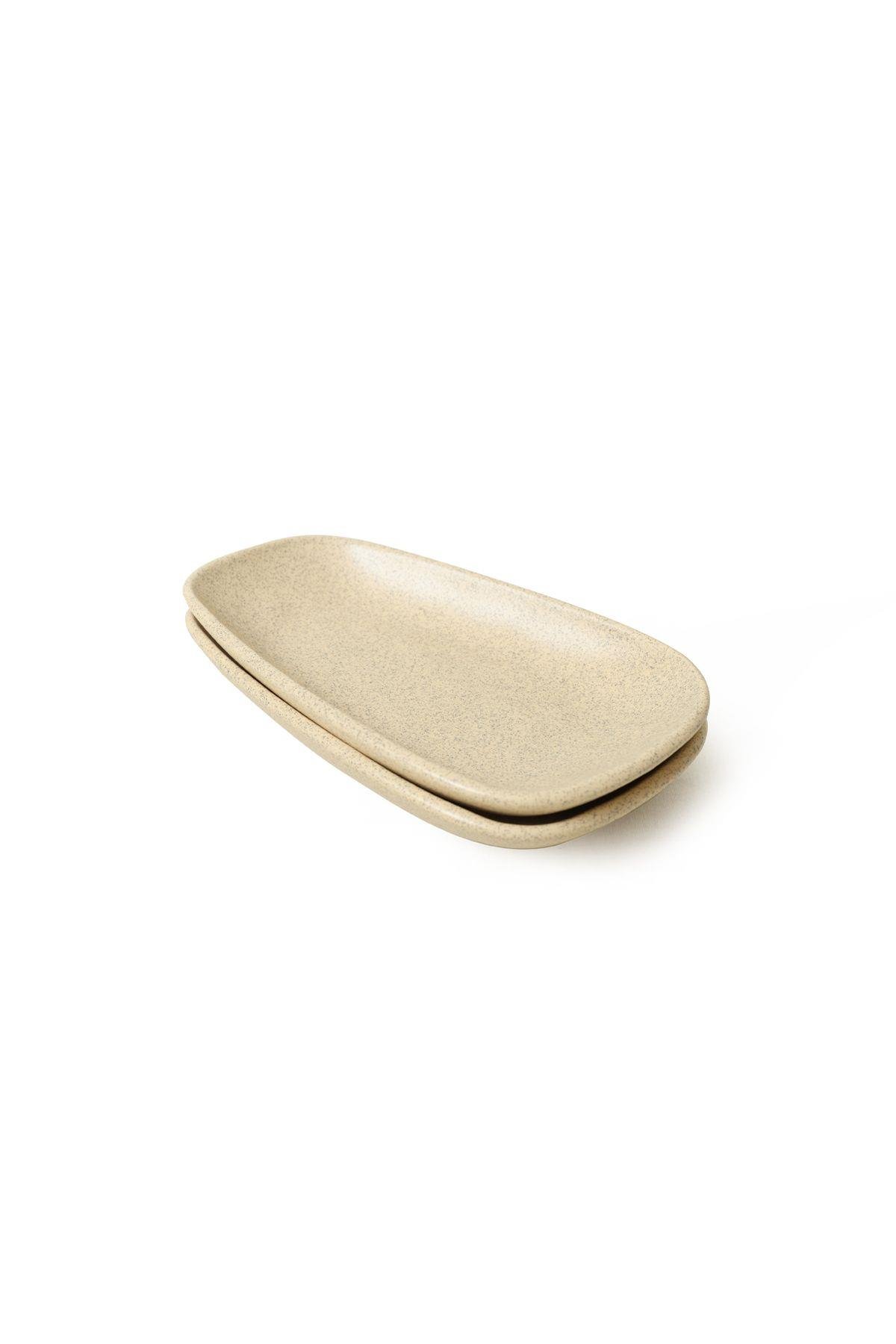 Mat Krem Tetra Kayık Tabak 21 Cm 2 Adet 039