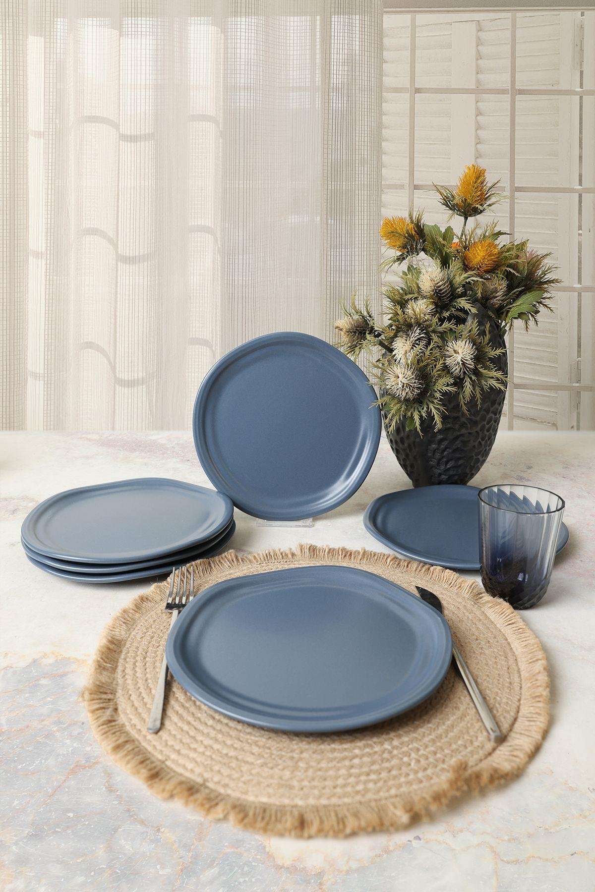 Mat Mavi Bloom Pasta Tabağı 24 Cm 6 Adet 399