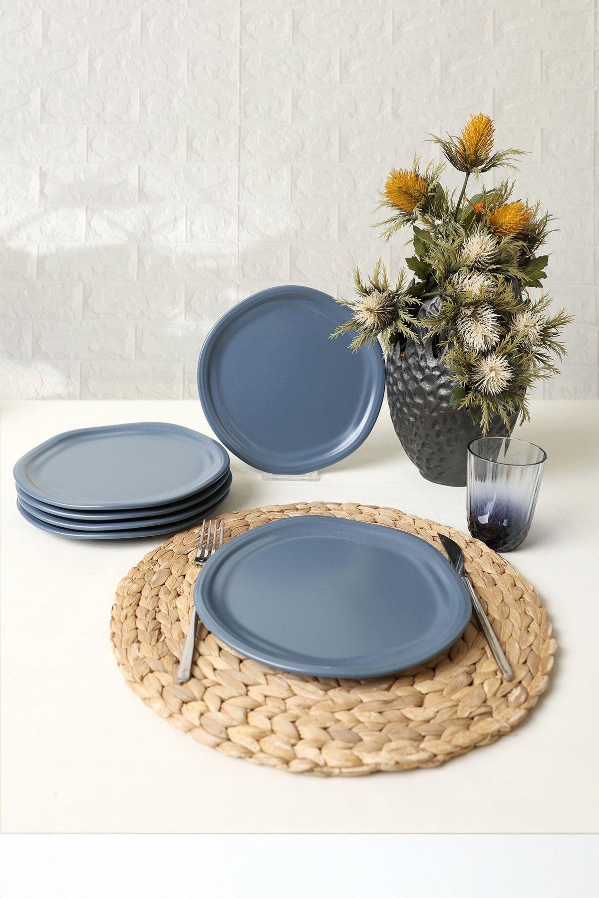 Mat Mavi Bloom Pasta Tabağı 24 Cm 6 Adet 399