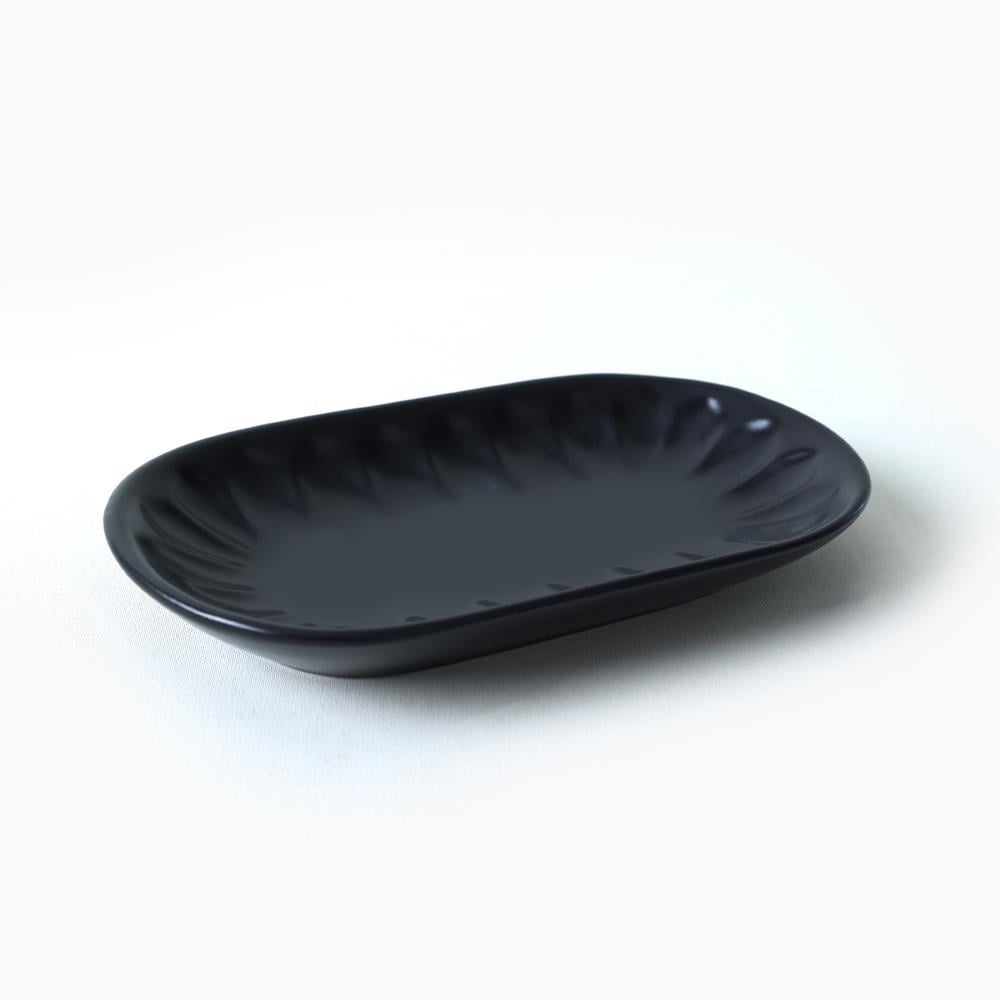 Mat Siyah Badem Kayık Tabak 22 Cm 2 Adet 956