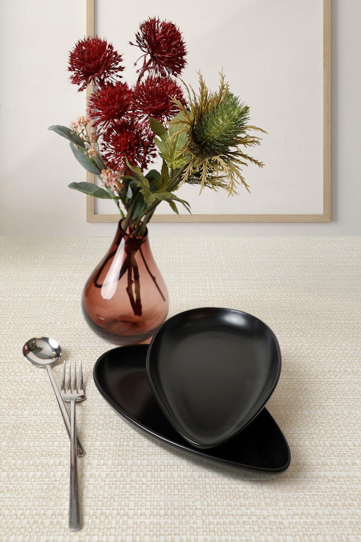 Mat Siyah Serenity Kayık Tabak 24 Cm 2 Adet 956