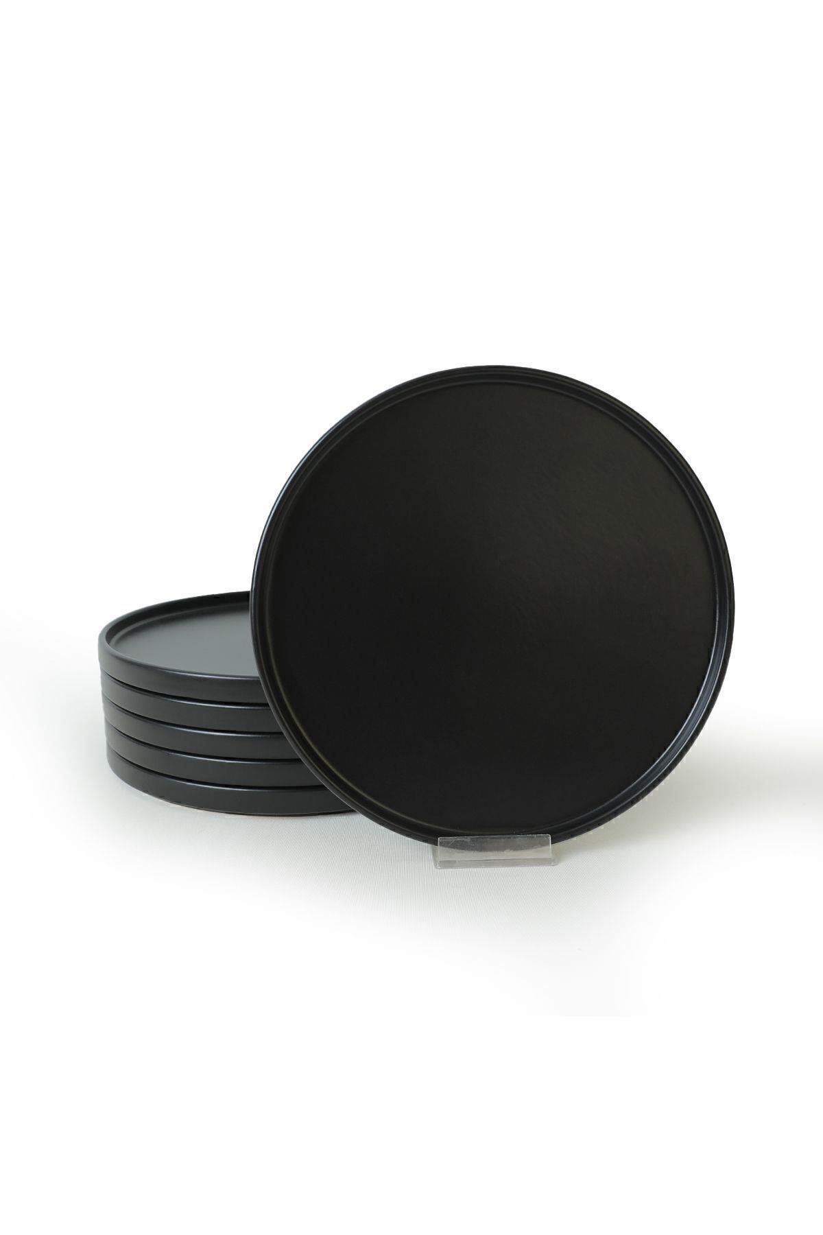 Mat Siyah Stackable Servis Tabağı 27 Cm 6 Adet 956