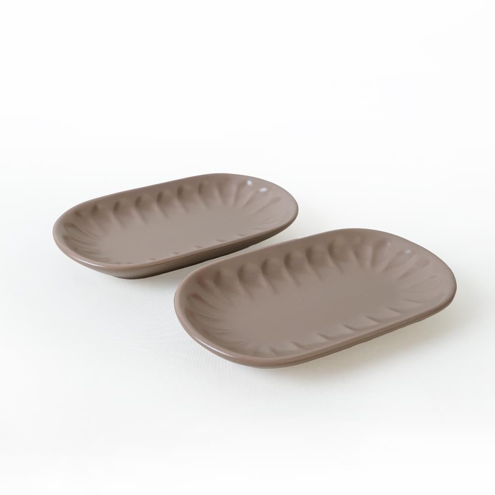 Mat Toprak Taupe Badem Kayık Tabak 22 Cm 2 Adet 977