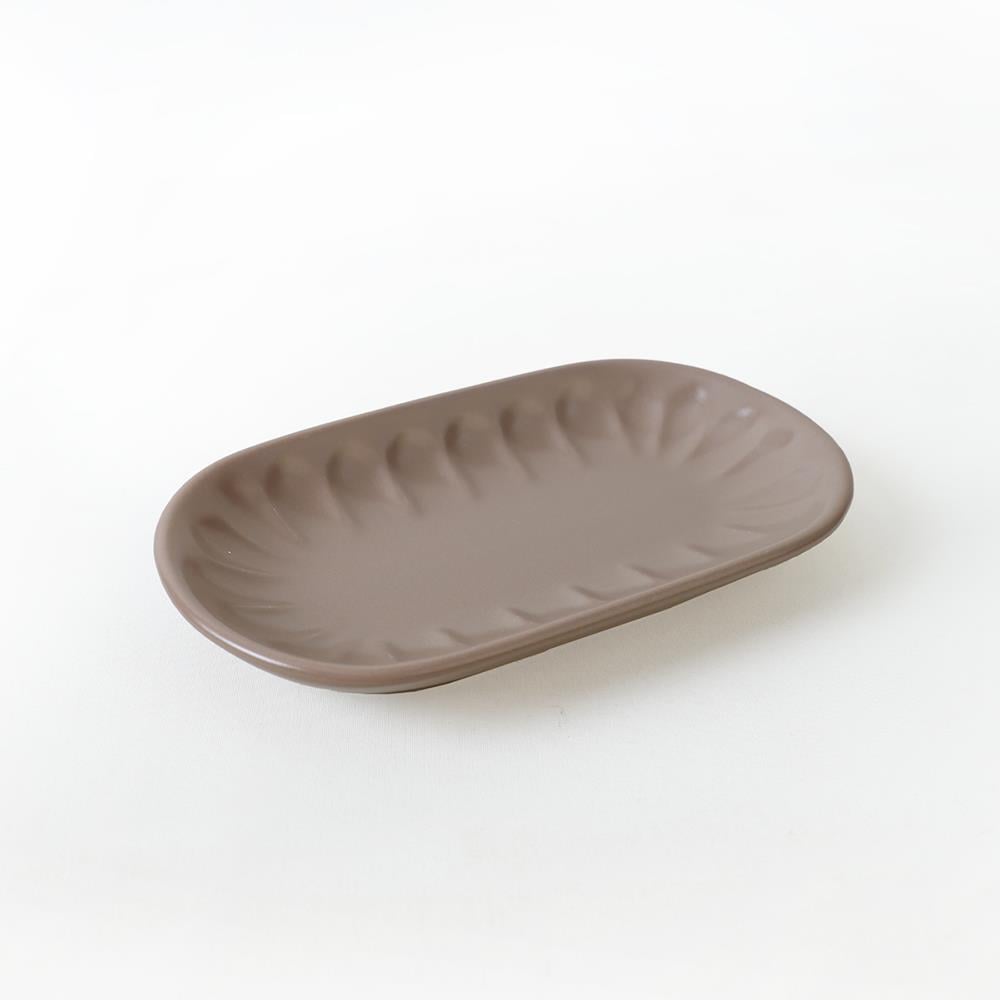 Mat Toprak Taupe Badem Kayık Tabak 22 Cm 2 Adet 977