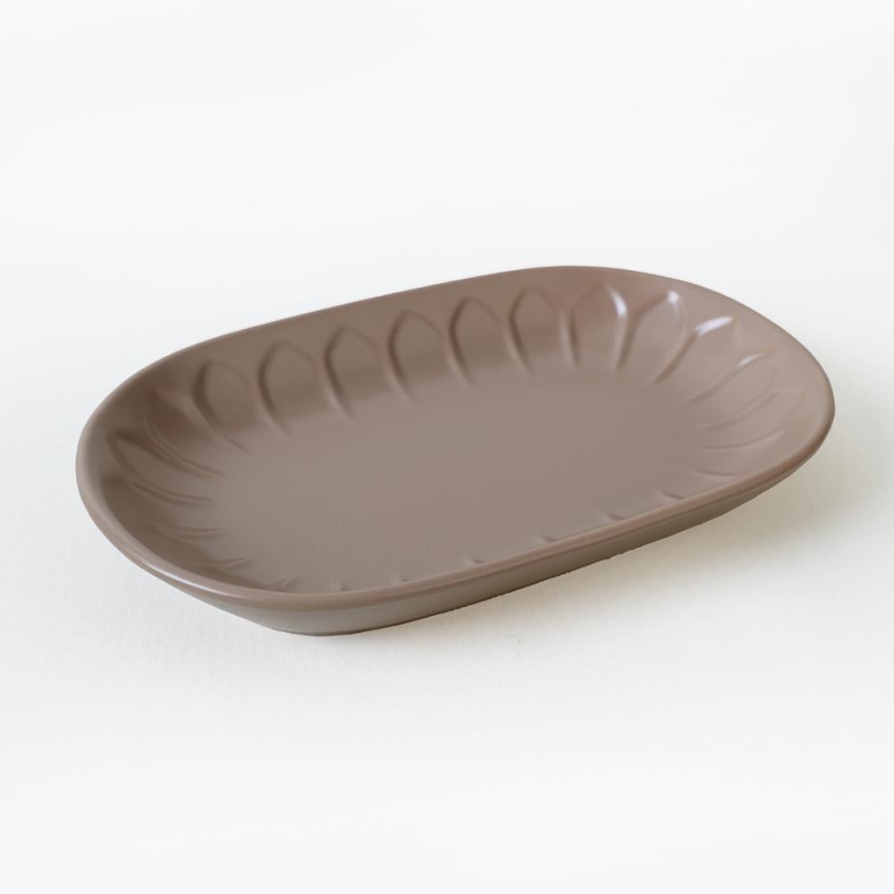 Mat Toprak Taupe Badem Kayık Tabak 25 Cm 2 Adet 977