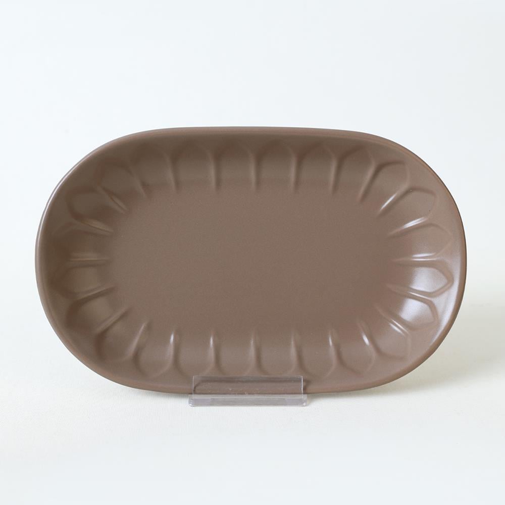 Mat Toprak Taupe Badem Kayık Tabak 25 Cm 2 Adet 977