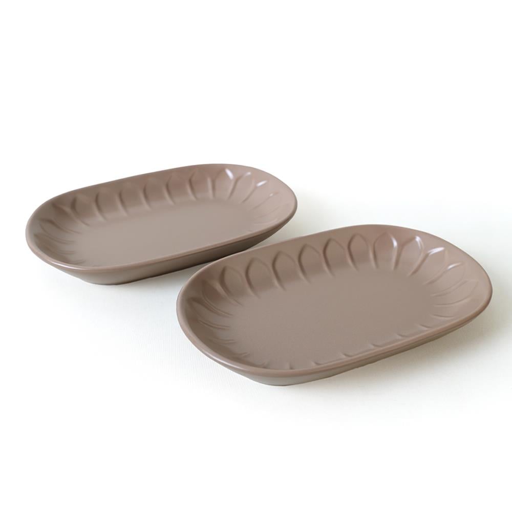Mat Toprak Taupe Badem Kayık Tabak 25 Cm 2 Adet 977