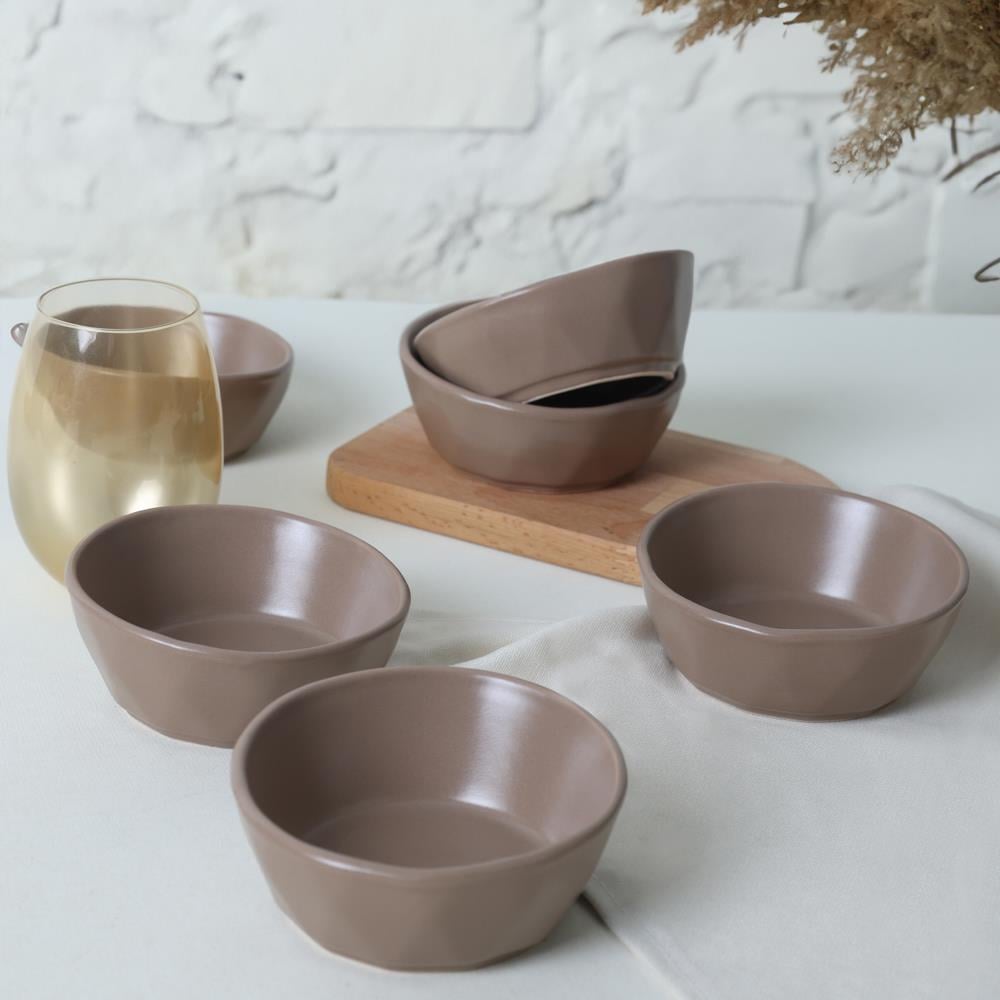 Mat Toprak Taupe Kristal Çerezlik / Sosluk 12 Cm 6 Adet 977
