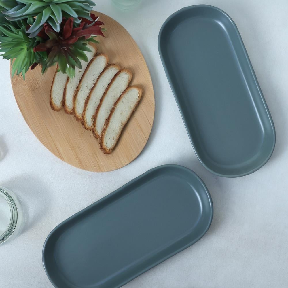 Mat Yeşil Noyan Kayık Tabak 26 Cm 2 Adet 322