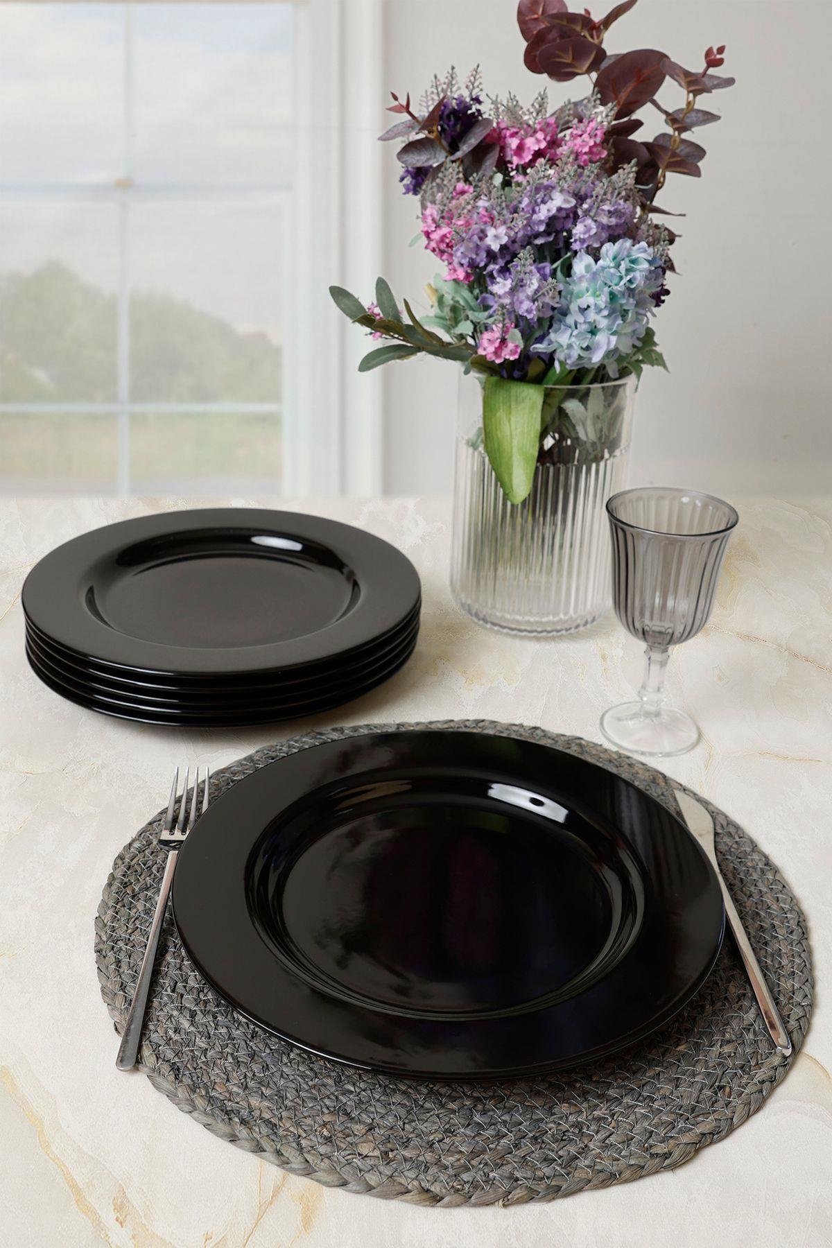 Siyah Assos Servis Tabağı 28 Cm 6 Adet 650