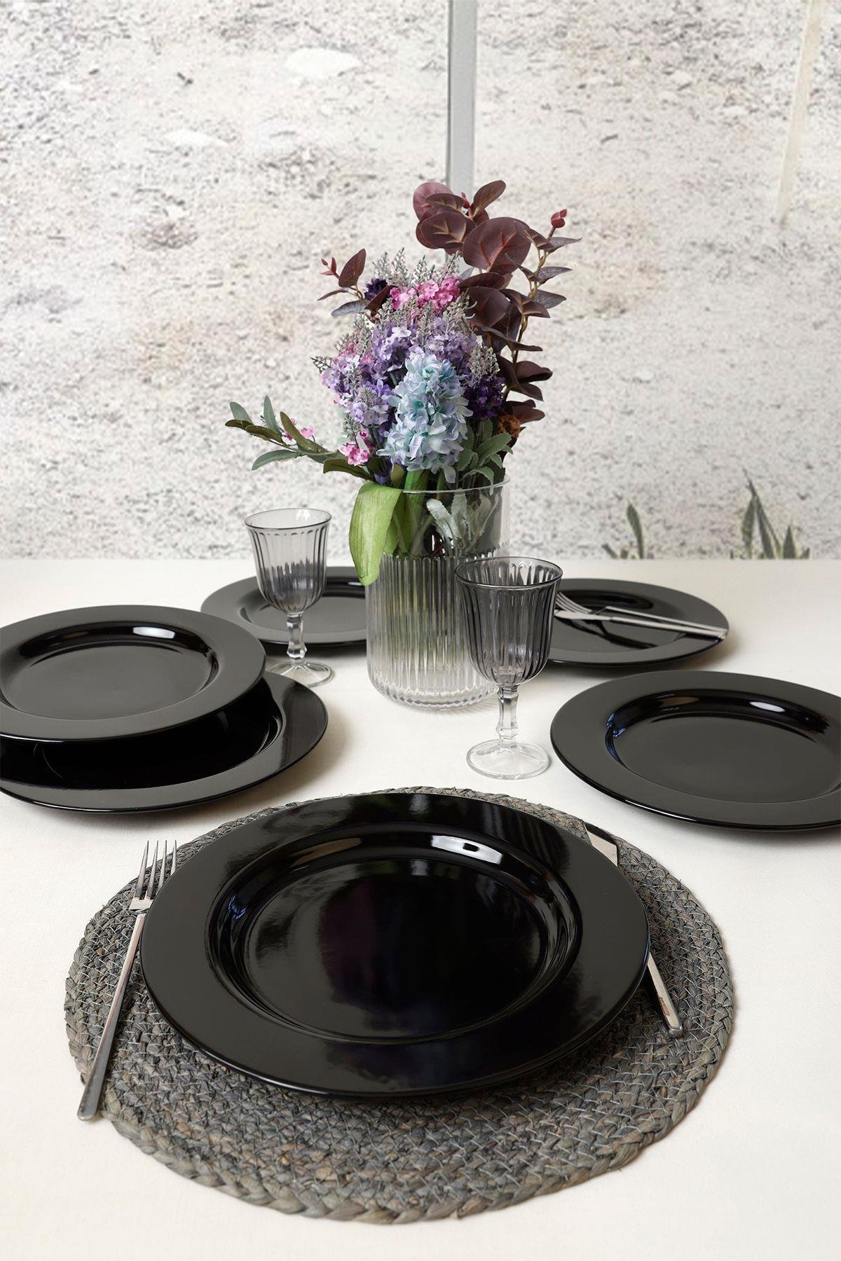 Siyah Assos Servis Tabağı 28 Cm 6 Adet 650