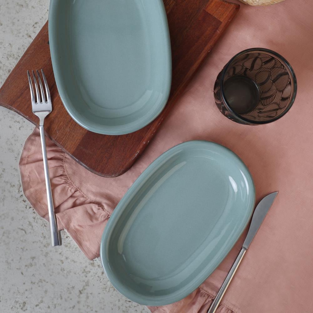 Yeşil Hitit Kayık Tabak 22 Cm 2 Adet 326