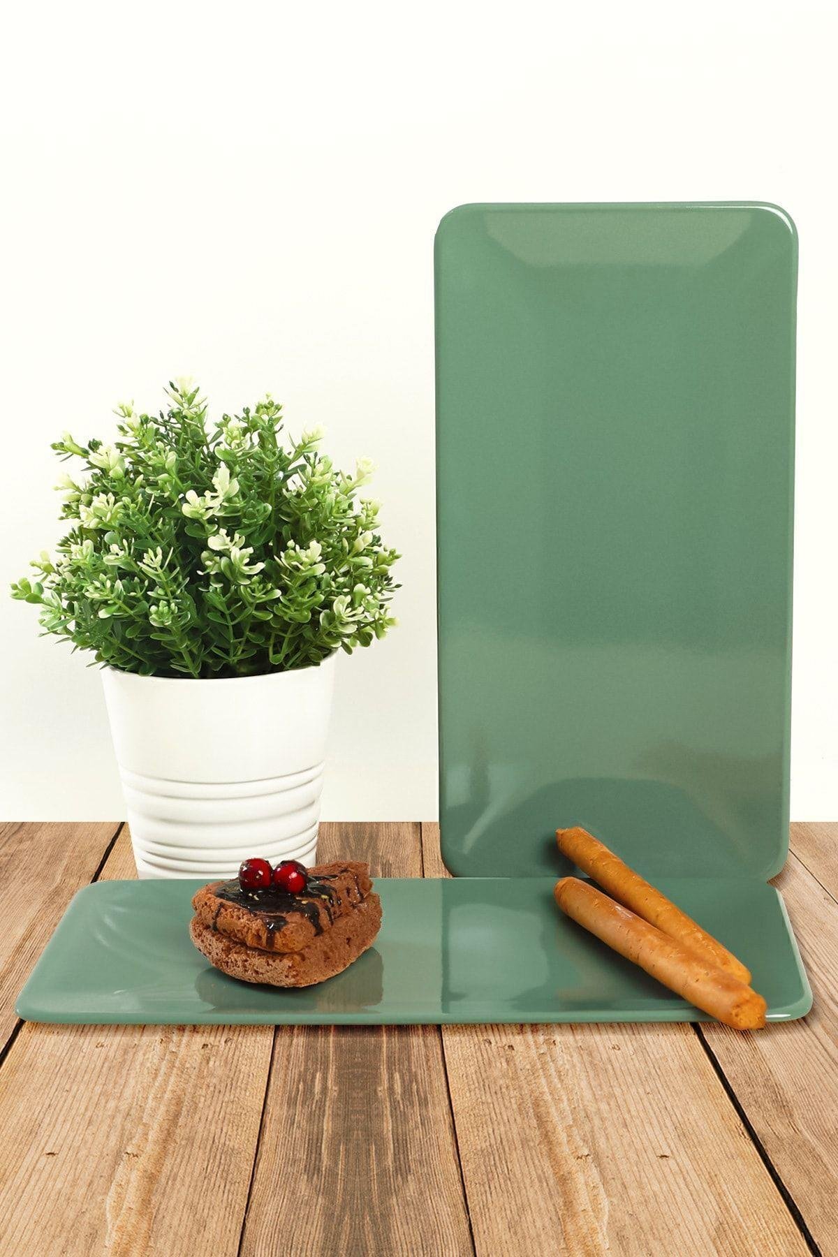 Yeşil Siera Kayık Tabak 33 Cm 2 Adet