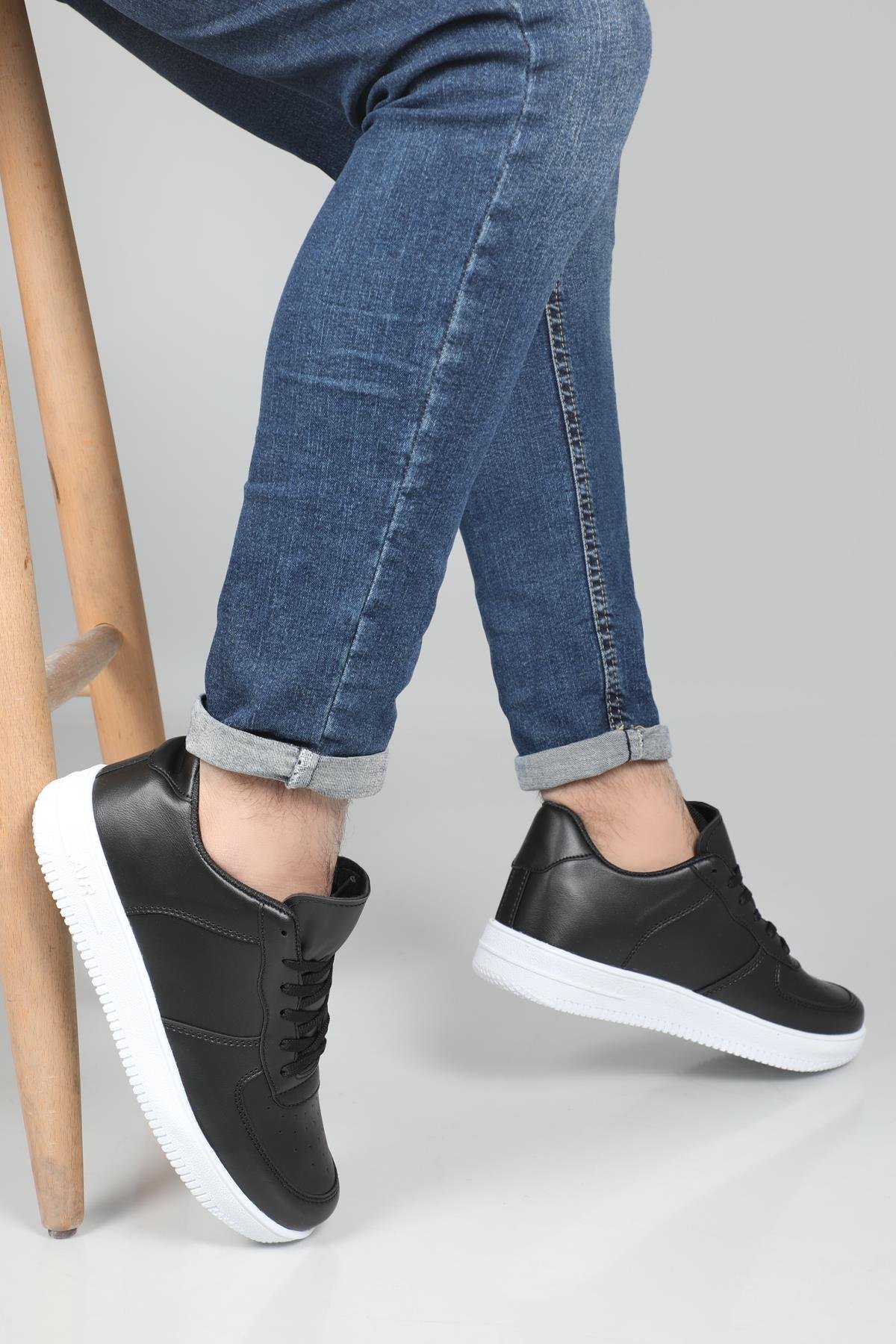 Air Taban Rahat Nefes Alır Siyah Beyaz Erkek Spor Ayakkabı AIR v2 Erkek Sneaker Beınsteps Beinsteps AIR V2 MER SPOR