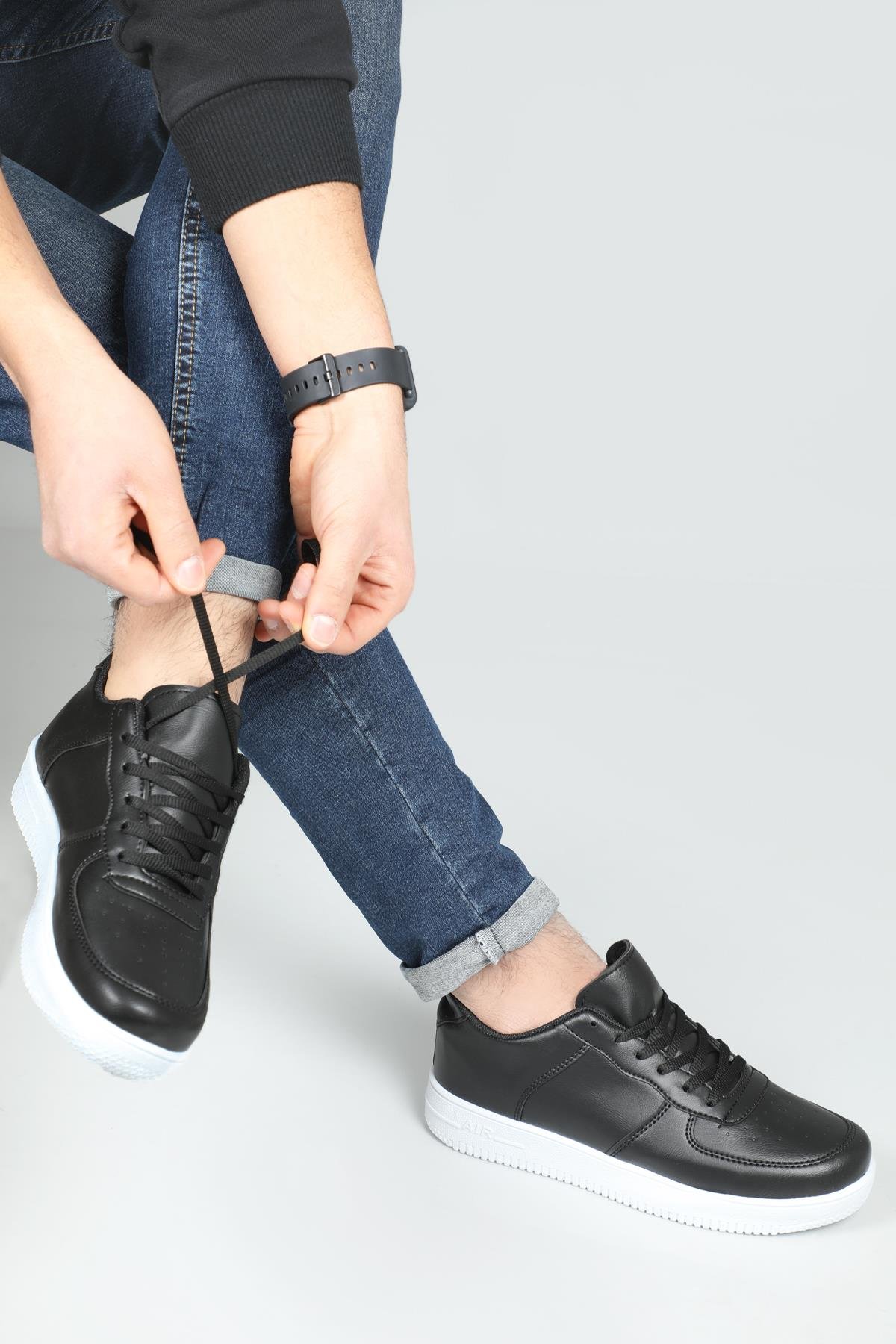 Air Taban Rahat Nefes Alır Siyah Beyaz Erkek Spor Ayakkabı AIR v2 Erkek Sneaker Beınsteps Beinsteps AIR V2 MER SPOR