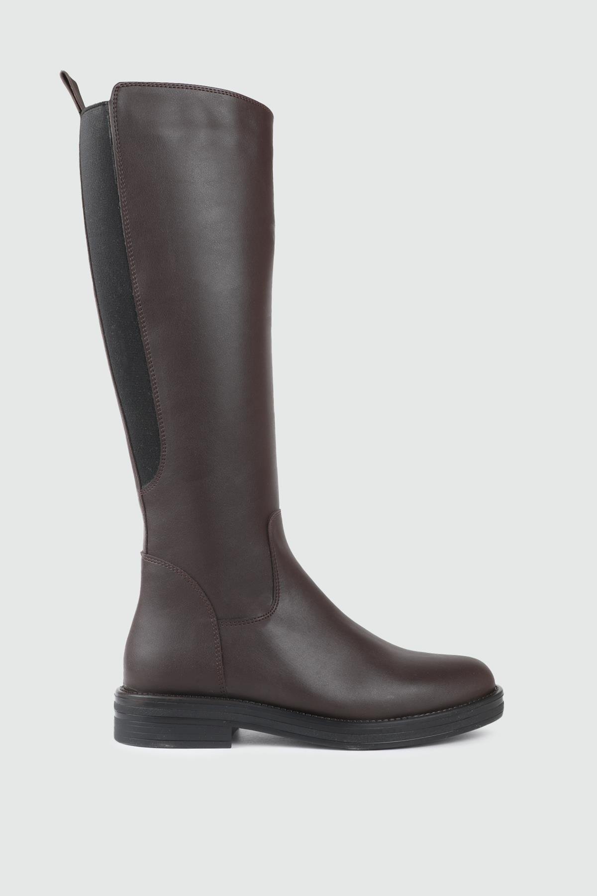 Alçak Kalın Topuklu Kahve Streç Kadın Çizme My Bella RSL-2575 Kadın Klasik Topuklu Bot MyBella My Bella RSL-2575 Kadın 25K