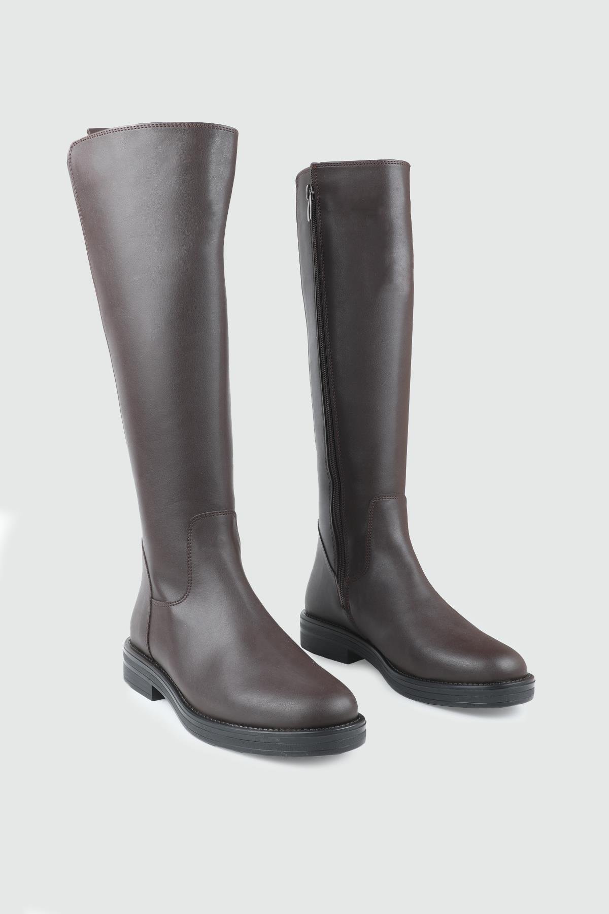 Alçak Kalın Topuklu Kahve Streç Kadın Çizme My Bella RSL-2575 Kadın Klasik Topuklu Bot MyBella My Bella RSL-2575 Kadın 25K