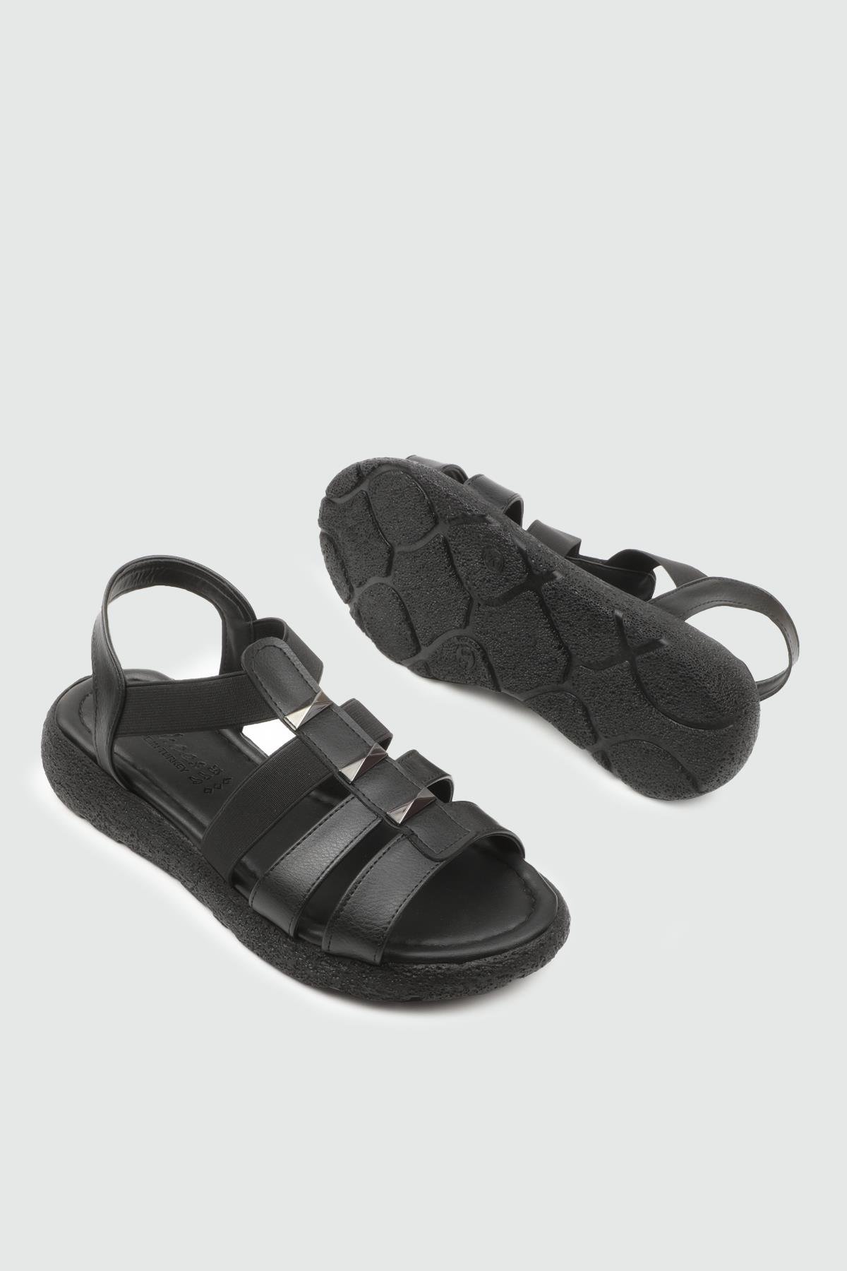 Alçak Kalın Topuklu Siyah Kadın Ayakkabı MŞ-941 Kadın düz Sandalet MyBella My Bella 25Y MŞ-941